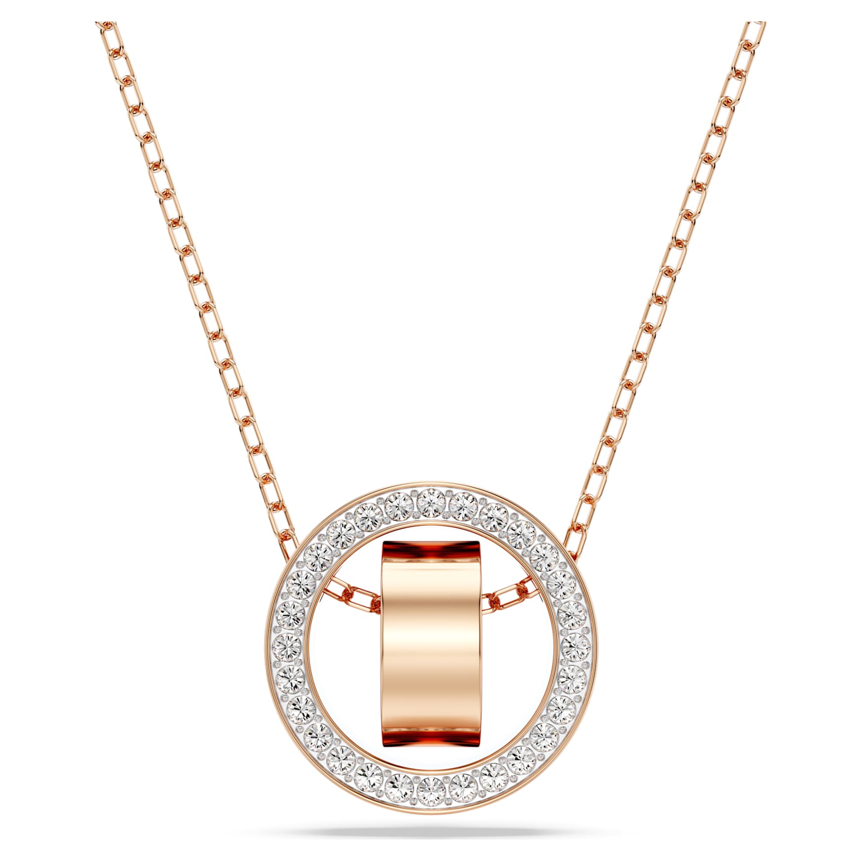 Dextera pendant, Pavé, White, 18K rose gold finish