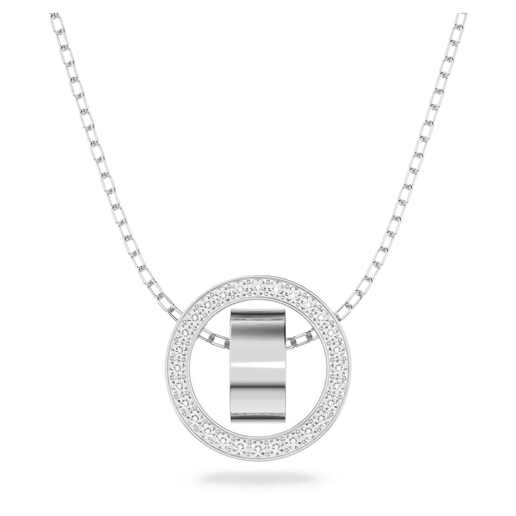 Dextera pendant, Pavé, White, Rhodium plated by SWAROVSKI