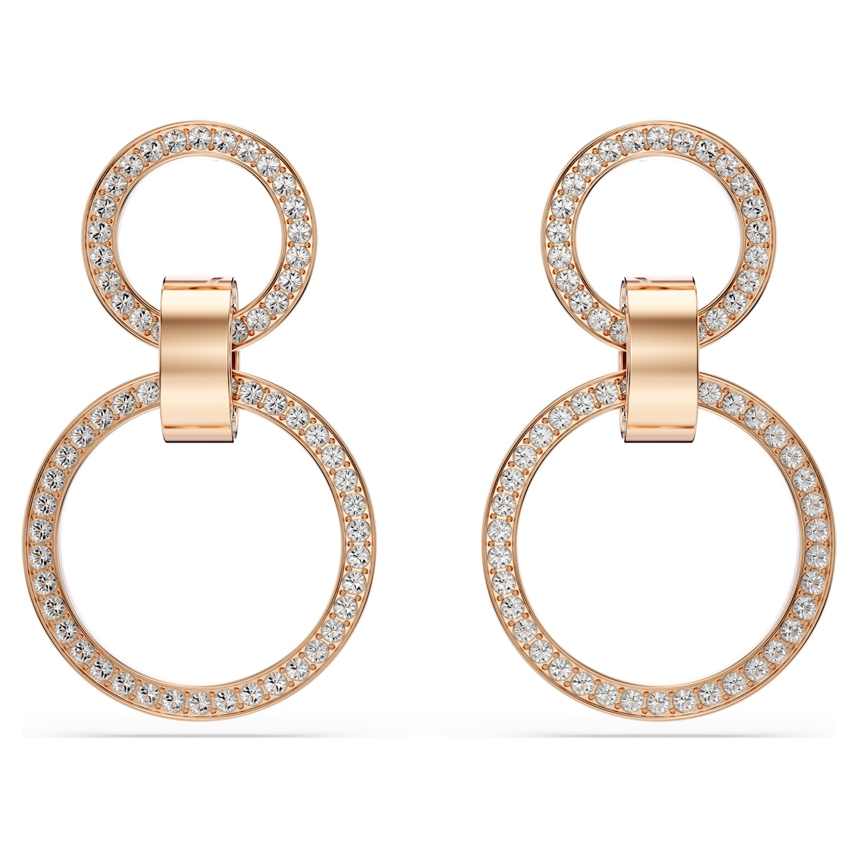 Dextera hoop earrings, White, 18K rose gold finish