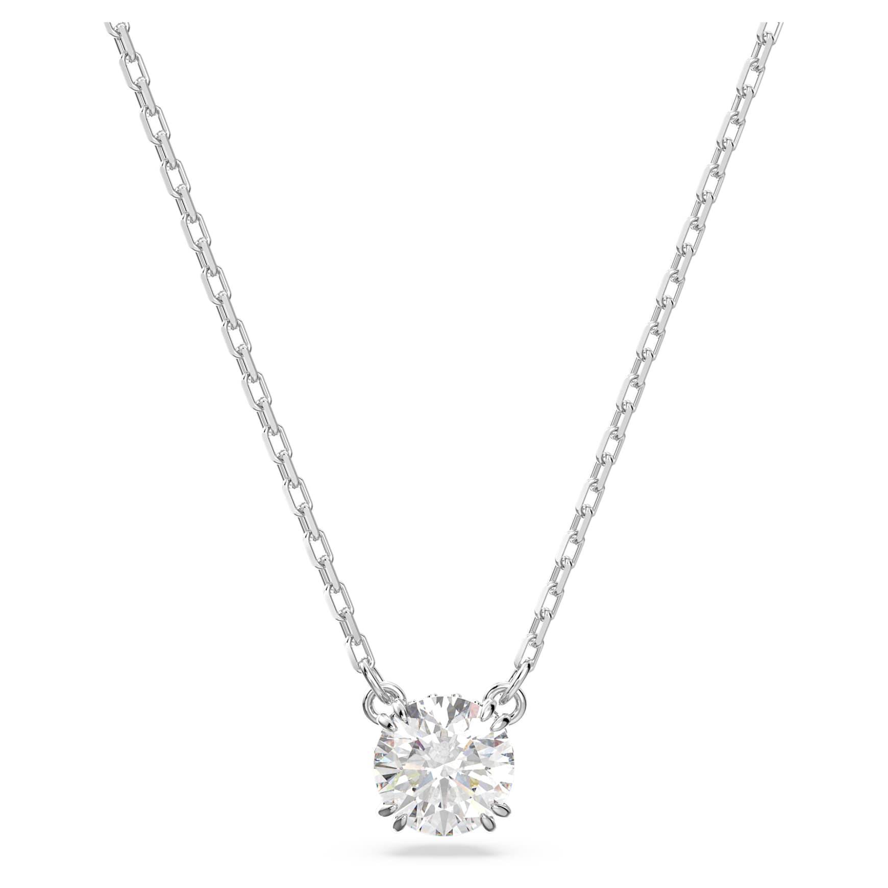 Stilla pendant, Round cut, White, Rhodium plated by SWAROVSKI