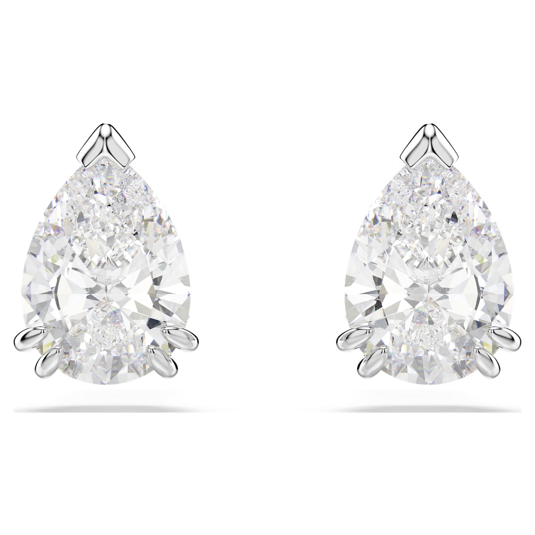 Stilla stud earrings, Pear cut, White, Rhodium plated by SWAROVSKI