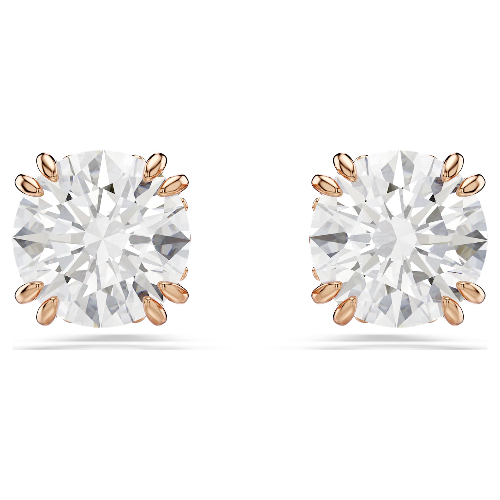 Stilla stud earrings, Round cut, White