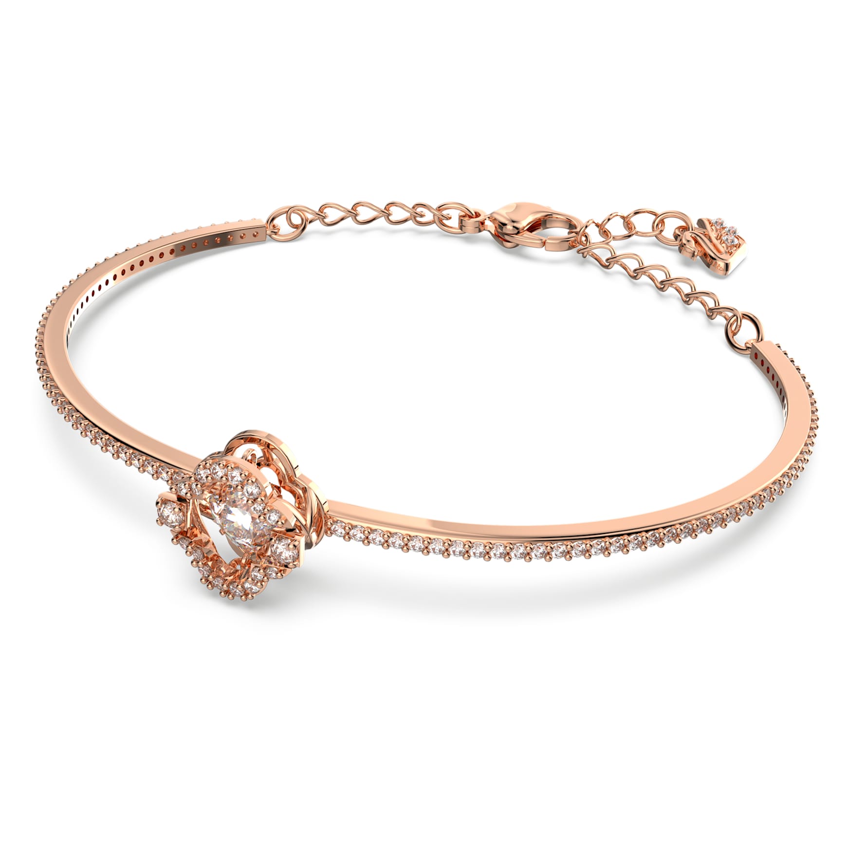 Una bangle, Clover, White, 18K rose gold finish