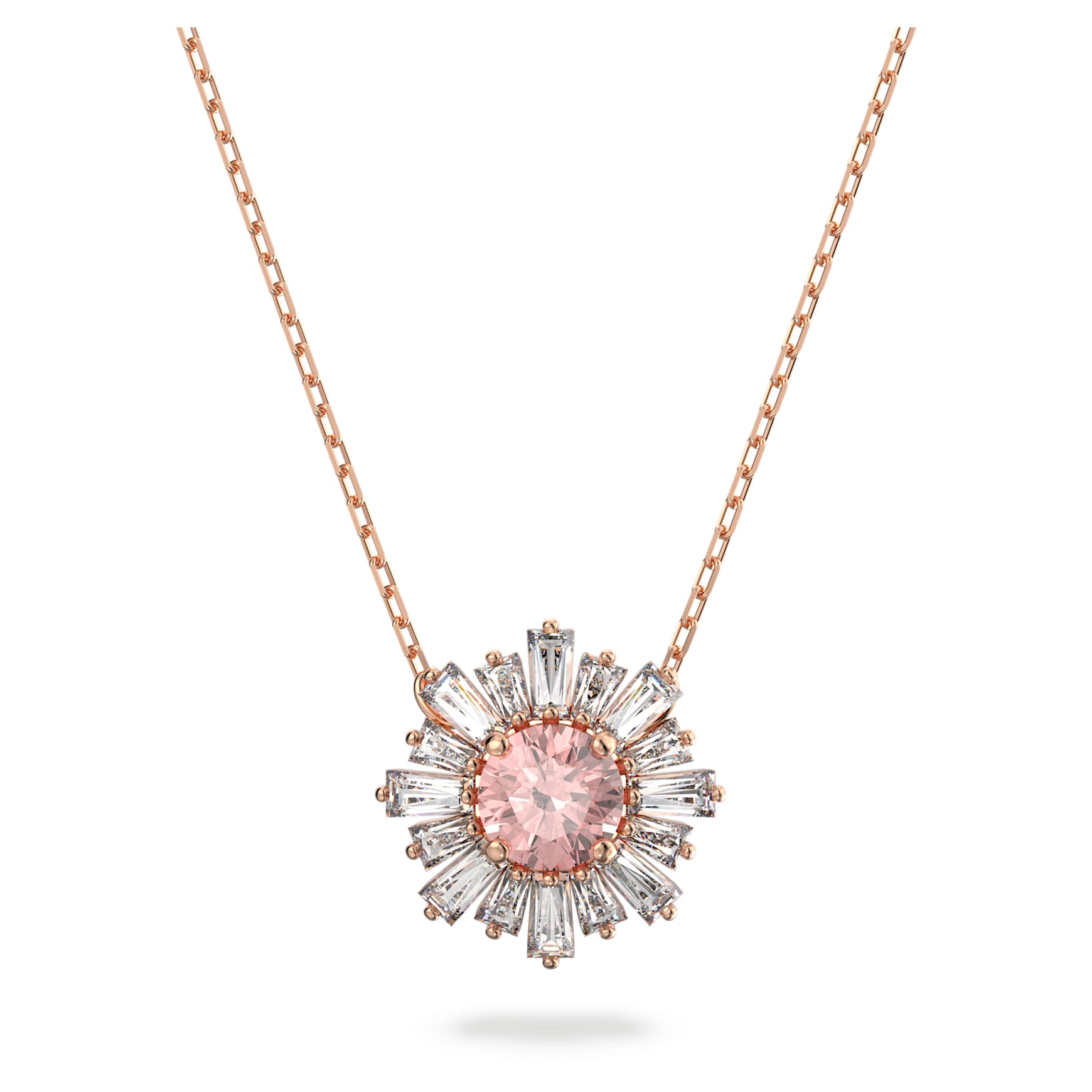 Idyllia pendant, Mixed cuts, Sun, Pink, 18K rose gold finish