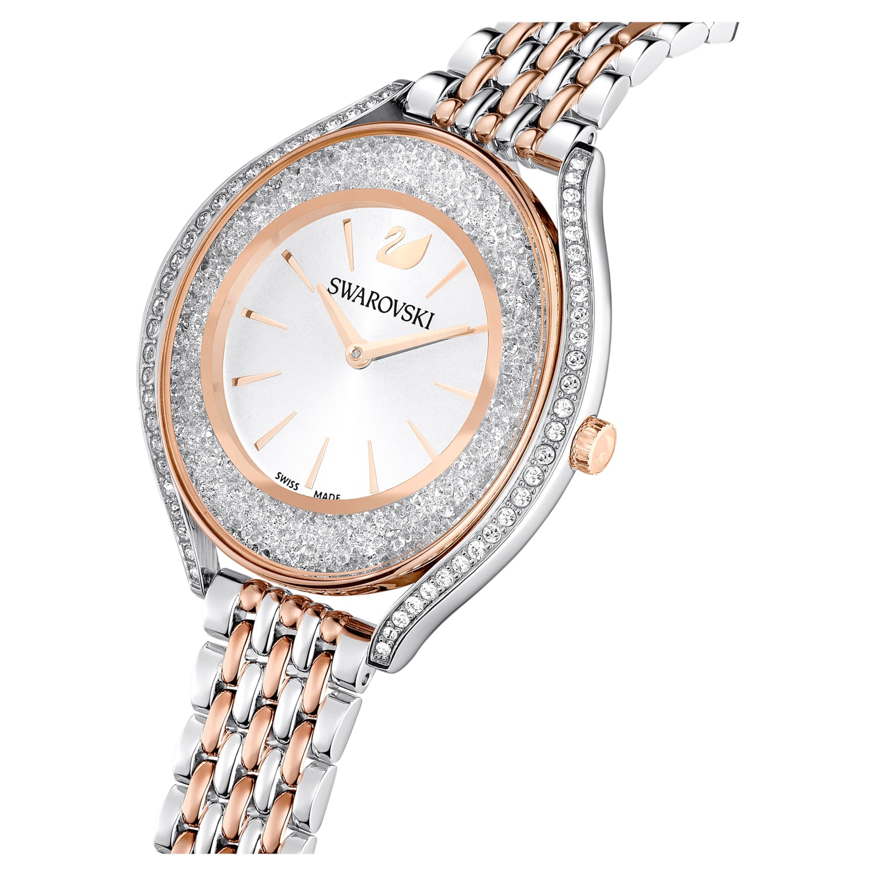 Crystalline aura watch, Swiss Made, Metal bracelet, Rose gold tone, Mixed metal finish by SWAROVSKI