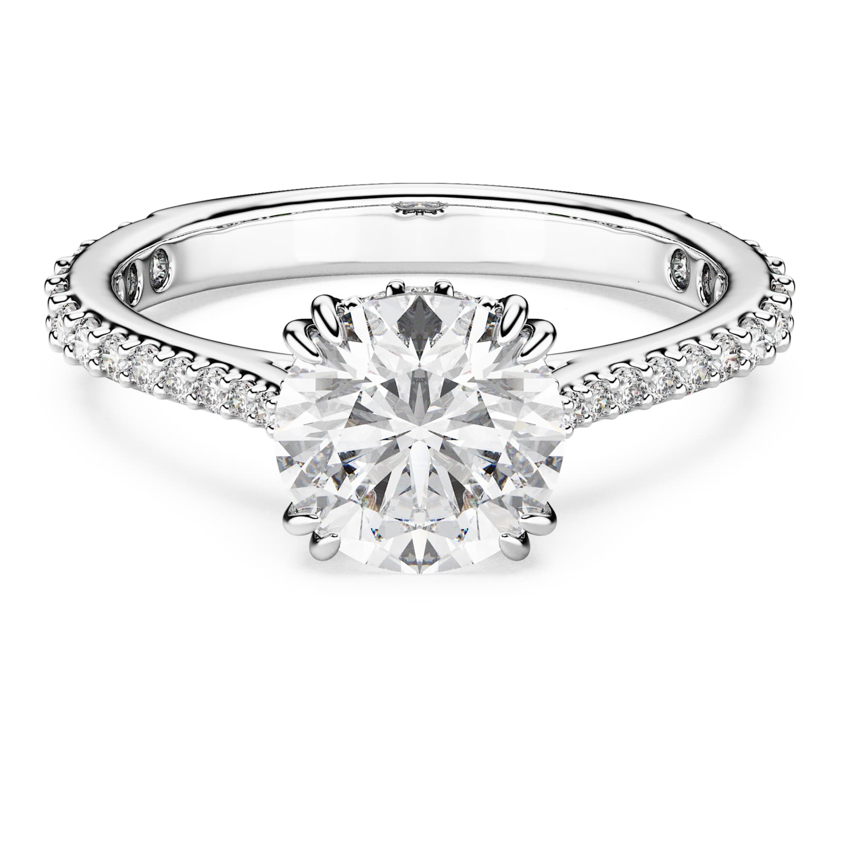 Stilla cocktail ring, Round cut, Pavé, White, Rhodium plated by SWAROVSKI