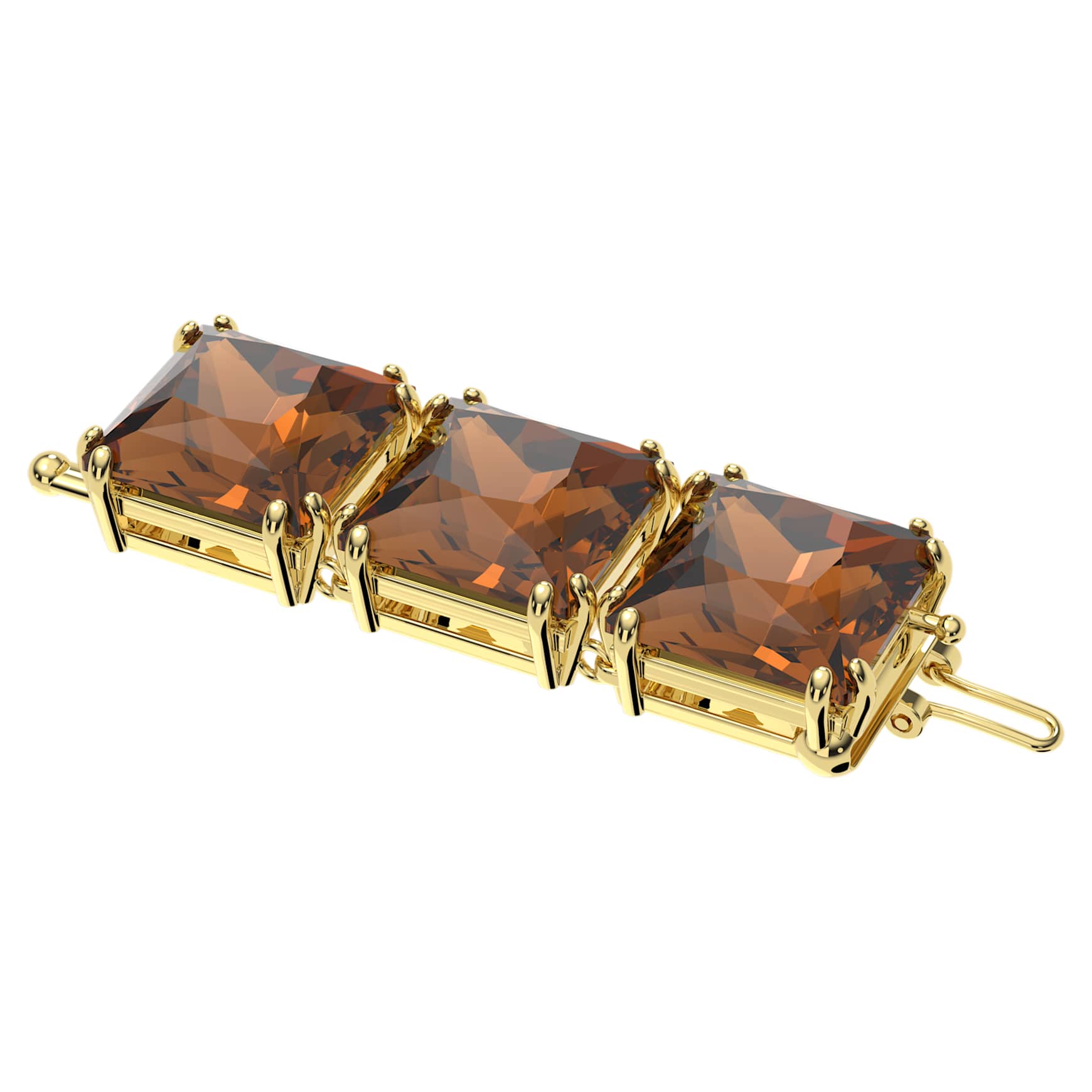 Millenia extender, Square cut, Brown, 18K gold finish