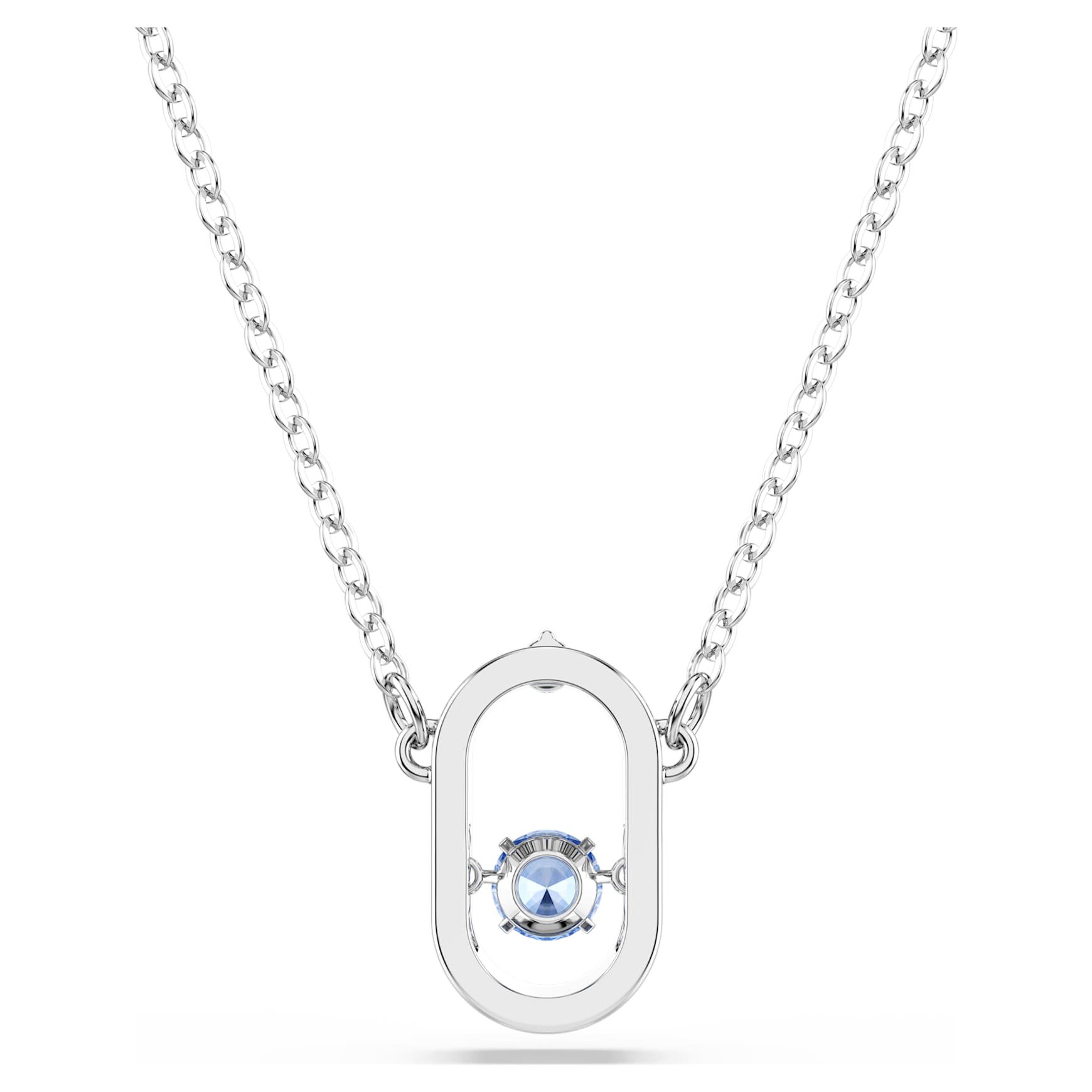Una necklace, Round cut, Oval shape, Blue, Rhodium plated by SWAROVSKI