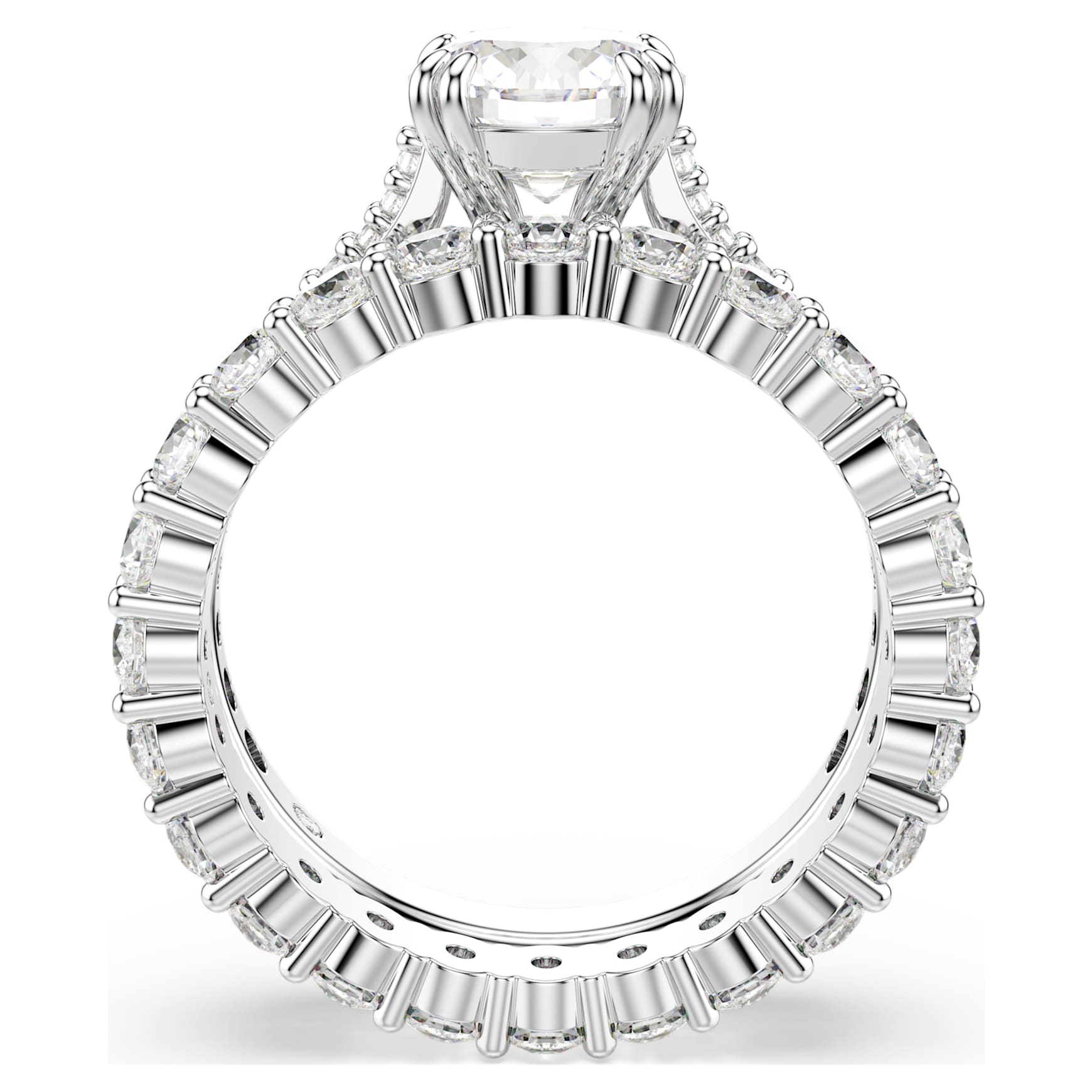 Stilla ring, Set (2), Round cut, White, Rhodium plated by SWAROVSKI