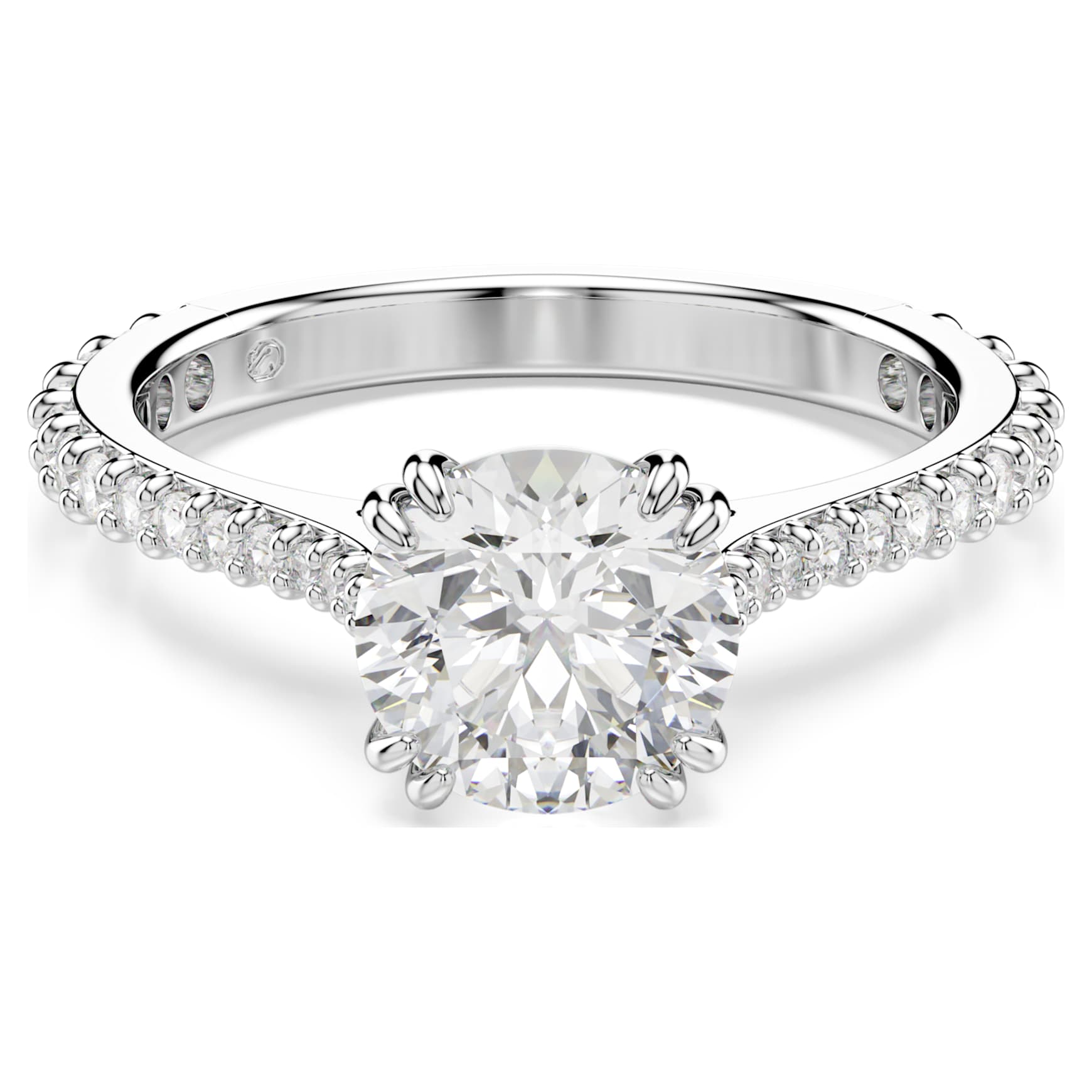 Stilla ring, Set (2), Round cut, White, Rhodium plated by SWAROVSKI