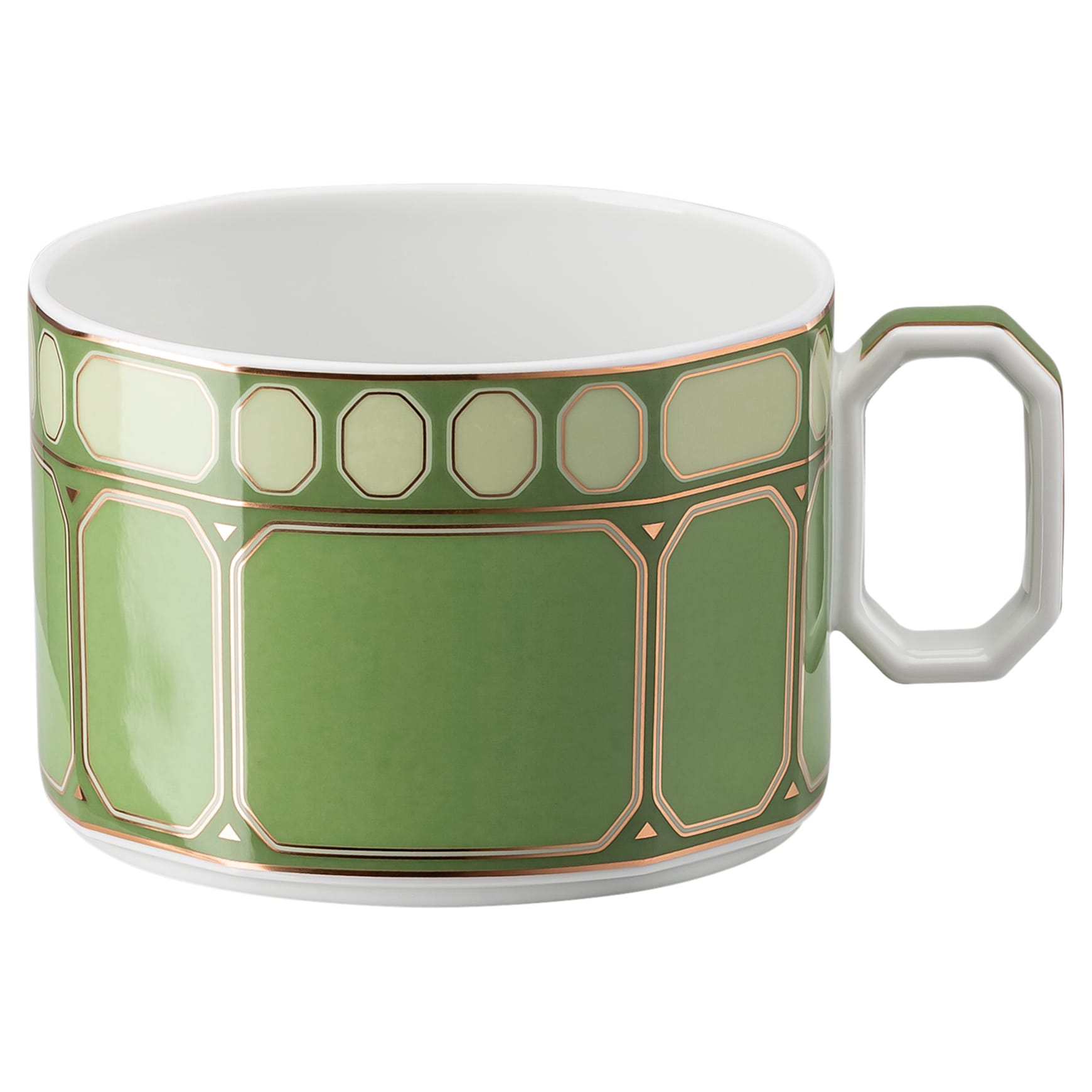 Signum teacup with saucer, Porcelain, Green by SWAROVSKI