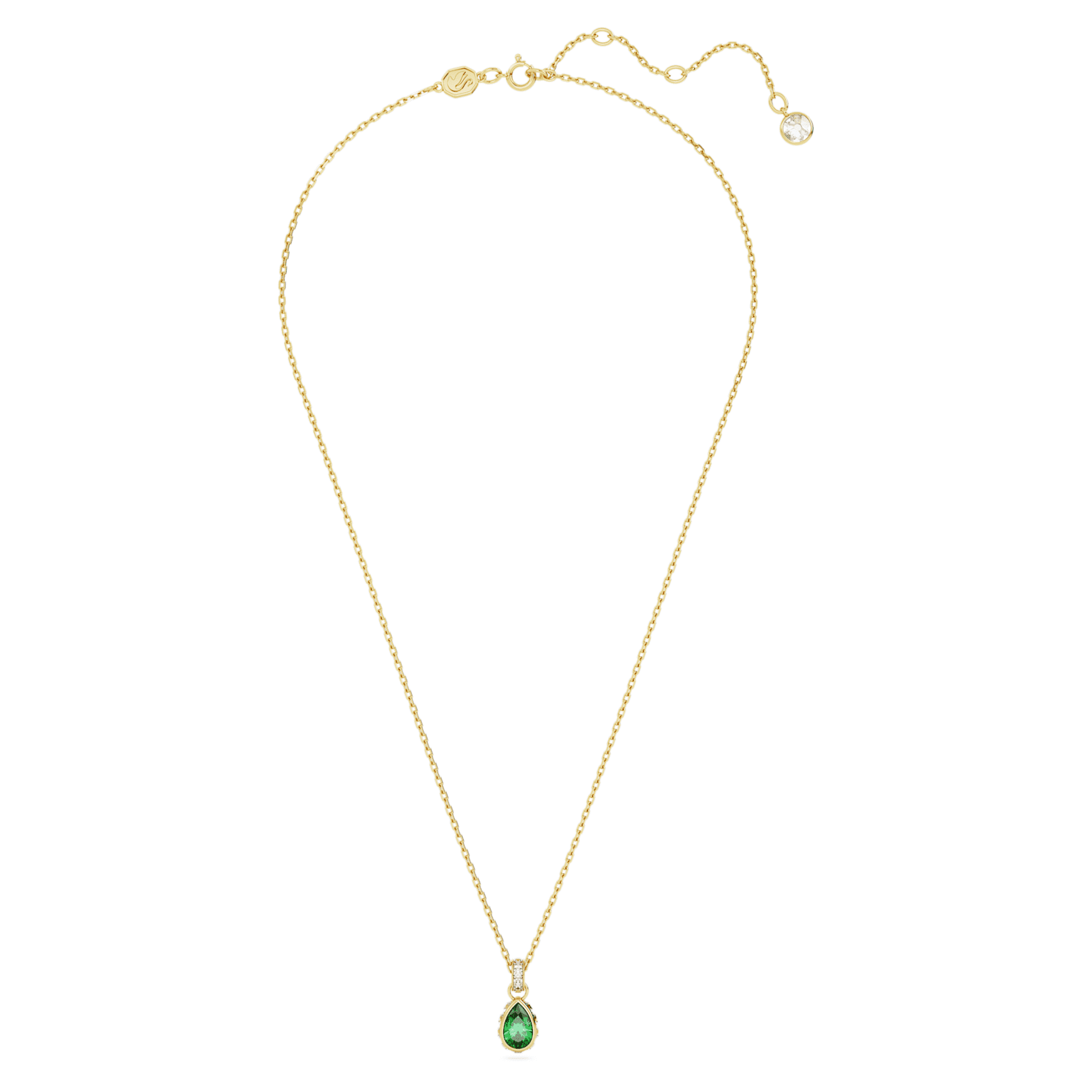 Chroma pendant, Pear cut, Green, 18K gold finish