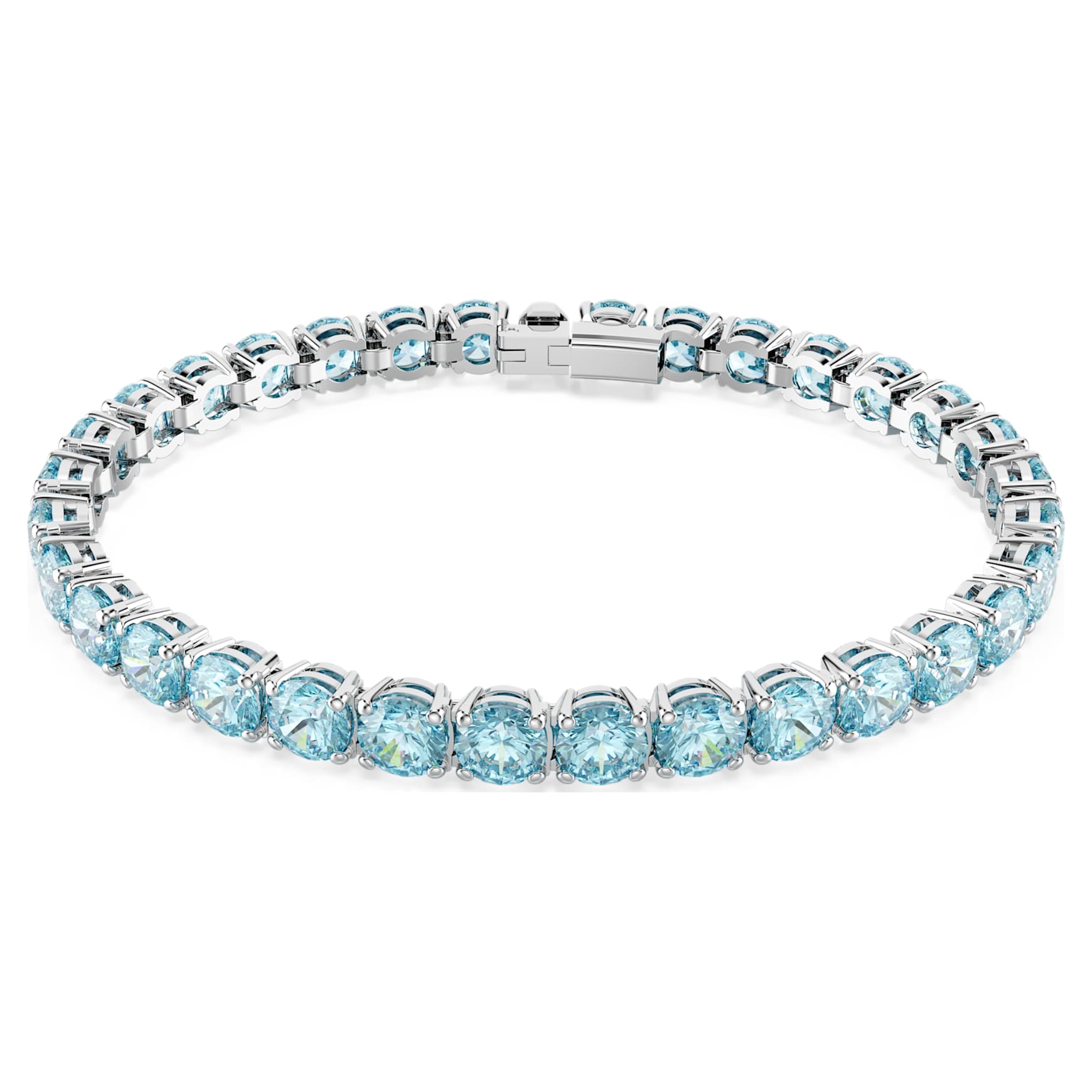 Matrix Tennis bracelet, Round cut, Blue, Rhodium plated - Swarovski, 5648927