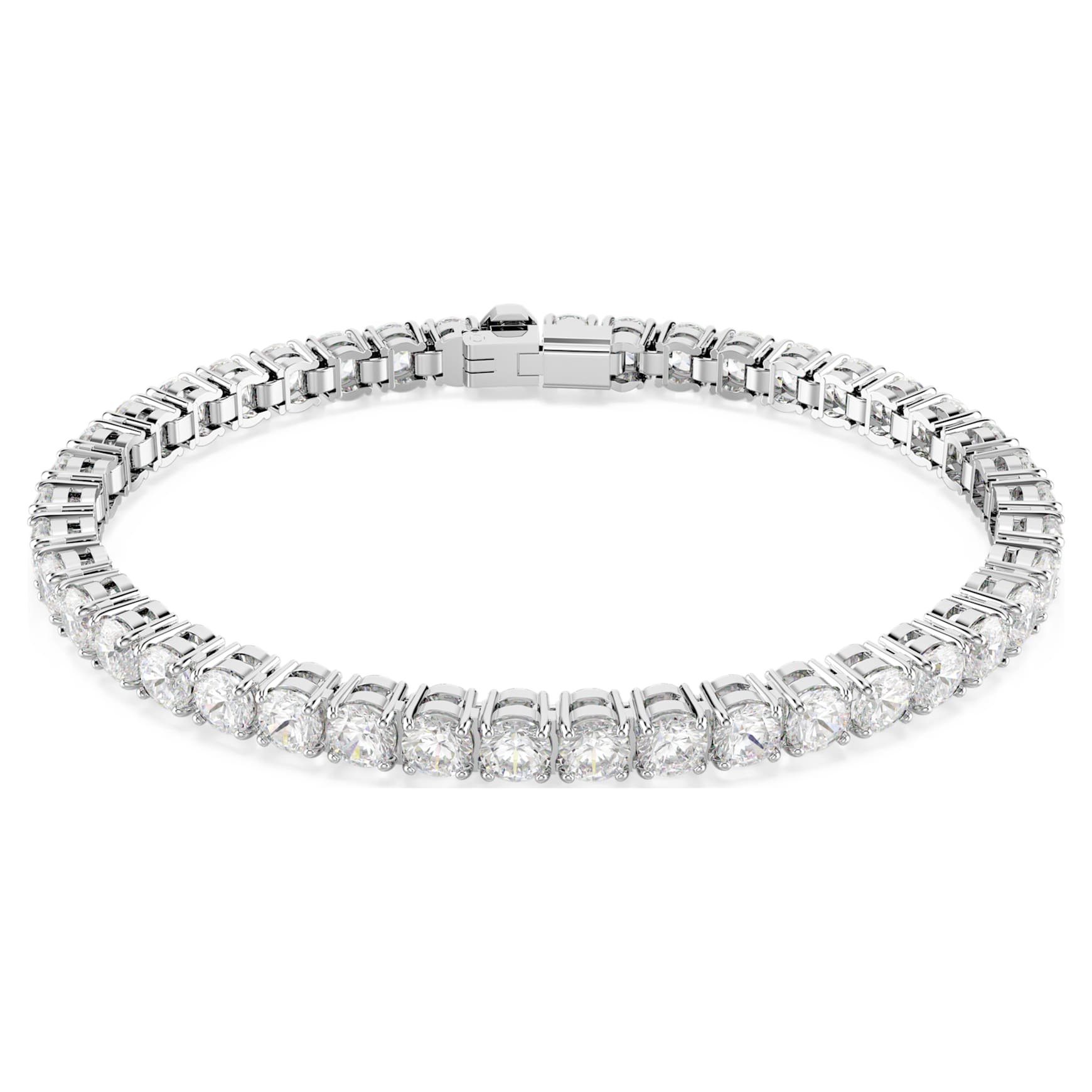 Bransoletka Matrix Tennis, Szlif okrągły, Biała, Powłoka z rodu - Swarovski, 5648936