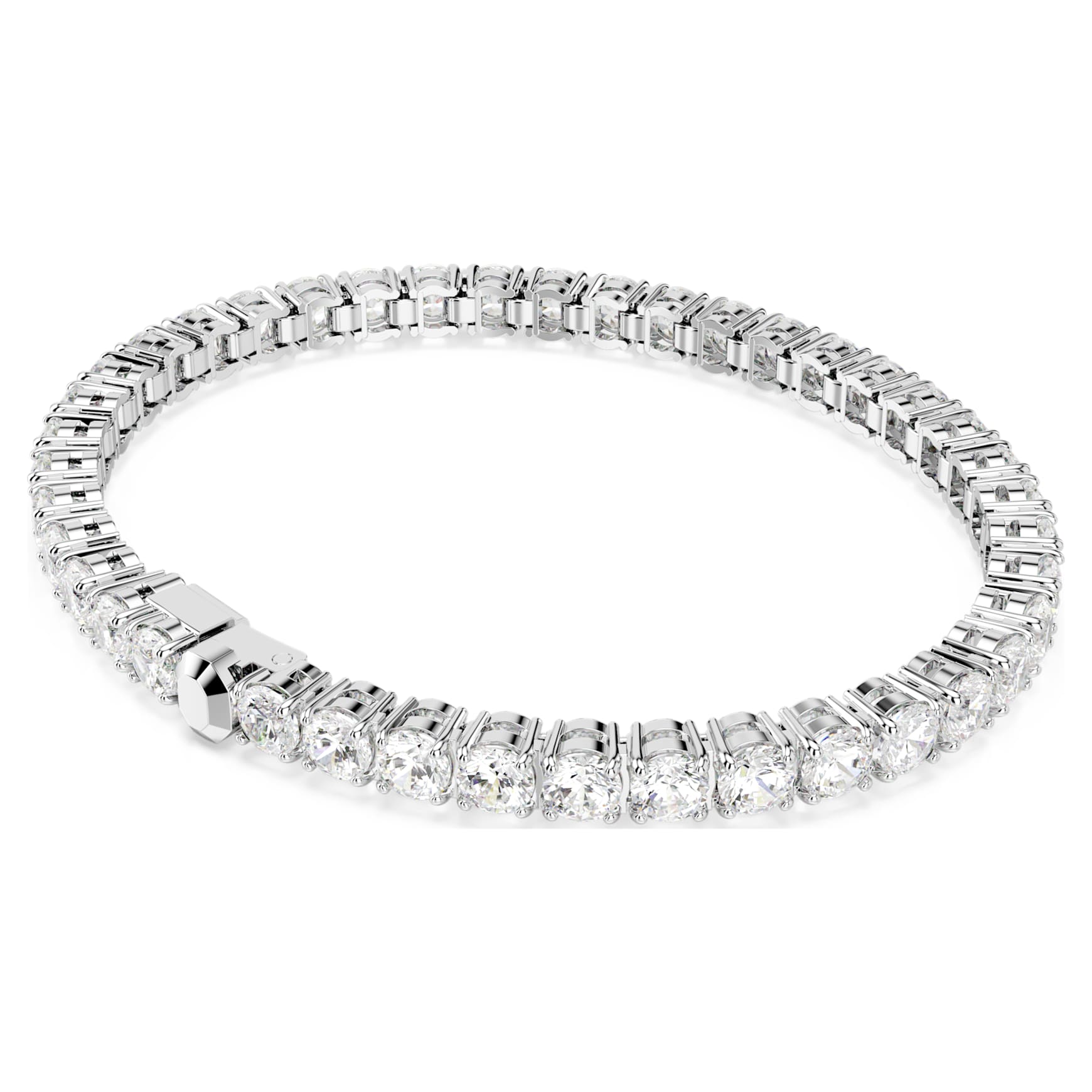 Bransoletka Matrix Tennis, Szlif okrągły, Biała, Powłoka z rodu - Swarovski, 5648936