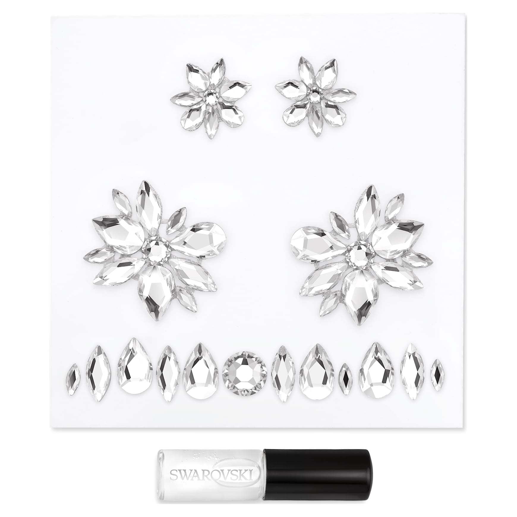 Body jewel, Set (5), Mixed cuts, Flower, White by SWAROVSKI