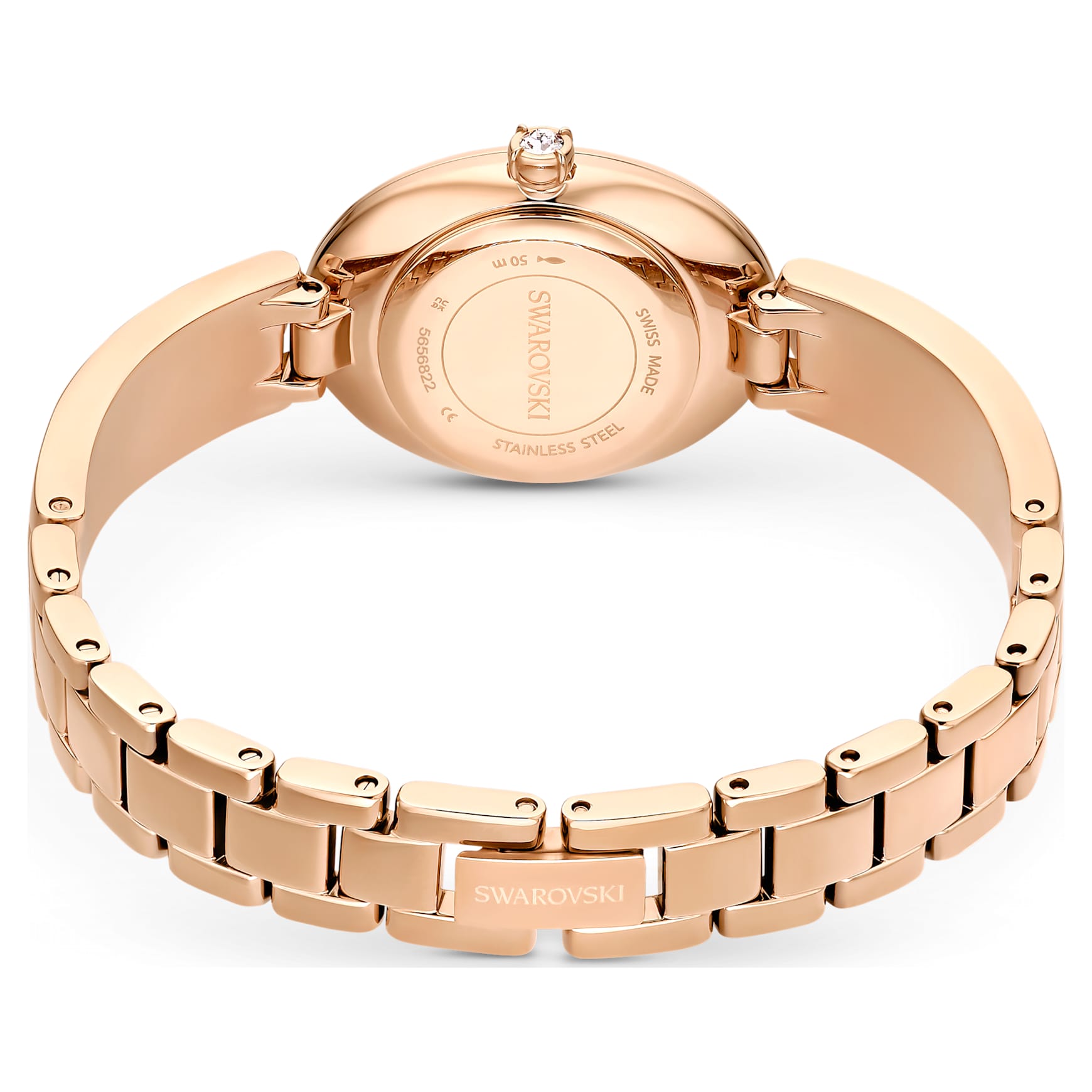 Crystal Rock oval watch, Swiss Made, Crystal bracelet, Blue, Rose gold-tone finish by SWAROVSKI