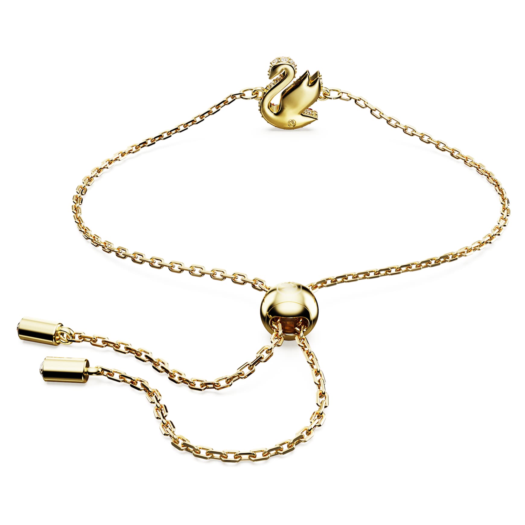 Swan bracelet, Swan, Small, Red, Gold-tone plated