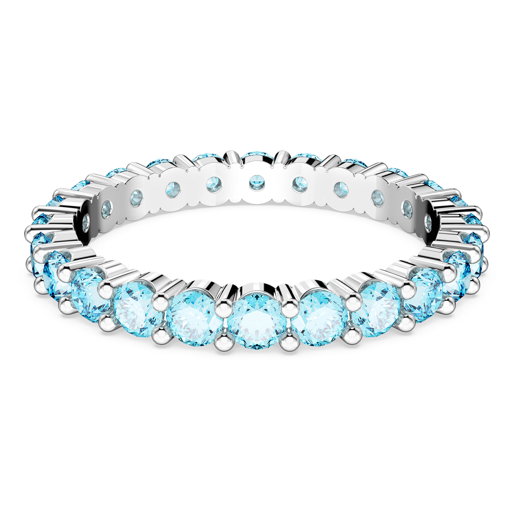 Matrix ring, Round cut, Blue, Rhodium plated by SWAROVSKI