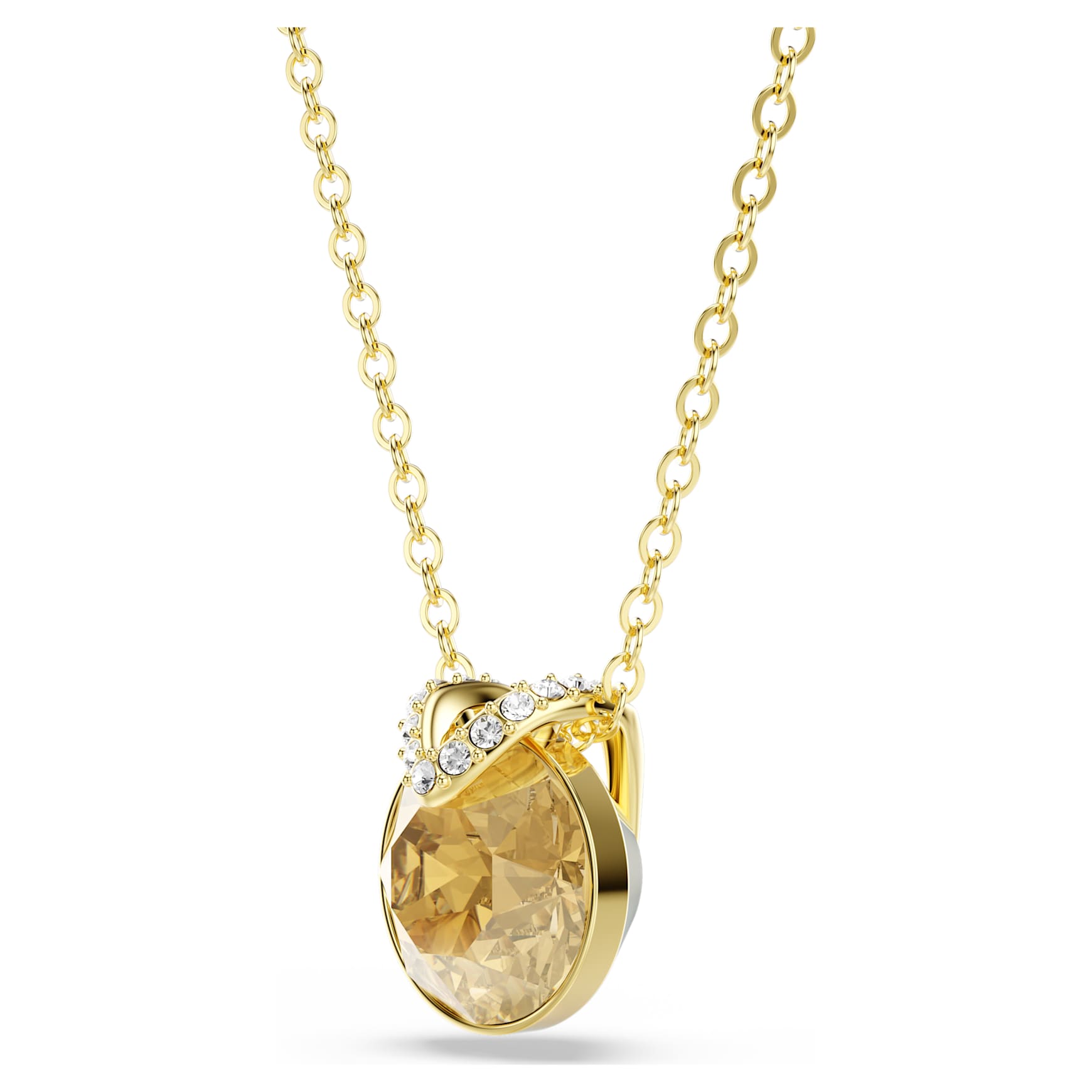 Bella V pendant, Round cut, Gold tone, 18K gold finish