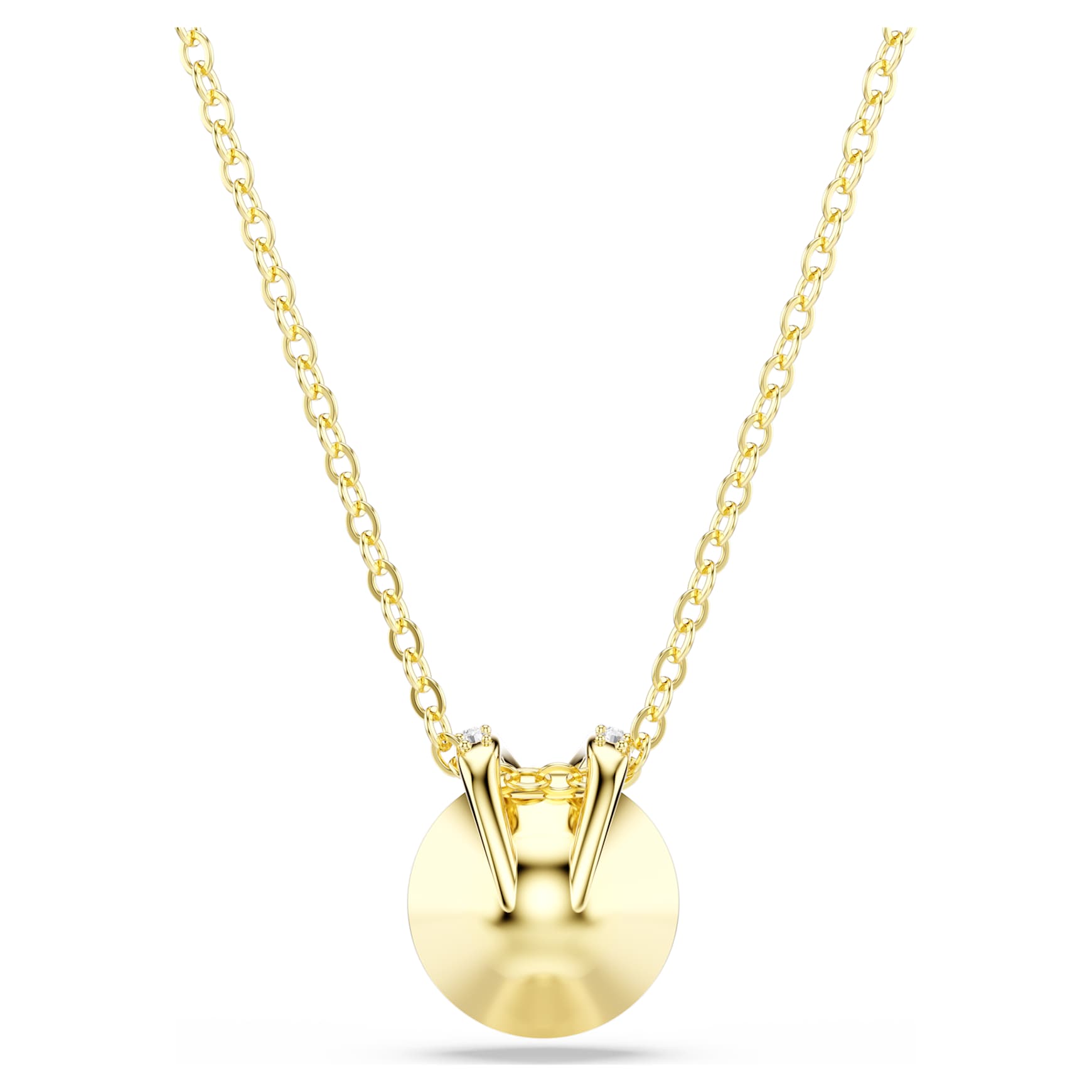 Bella V pendant, Round cut, Gold tone, 18K gold finish