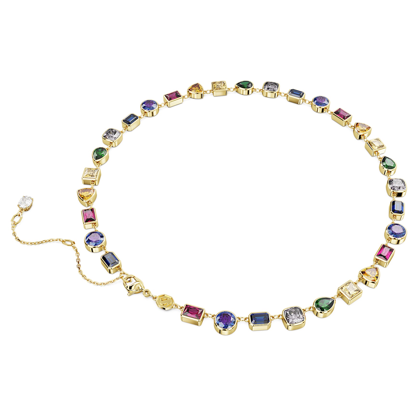 Imber necklace, Mixed cuts, Multicoloured, 18K gold finish