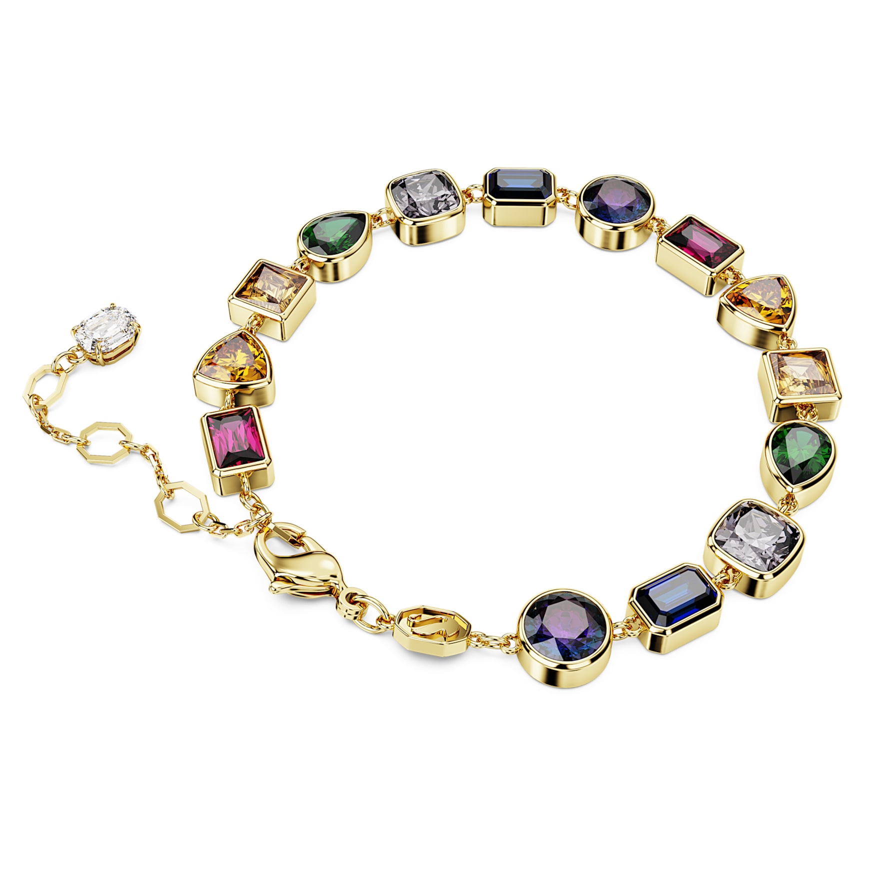 Imber bracelet, Mixed cuts, Multicoloured, 18K gold finish