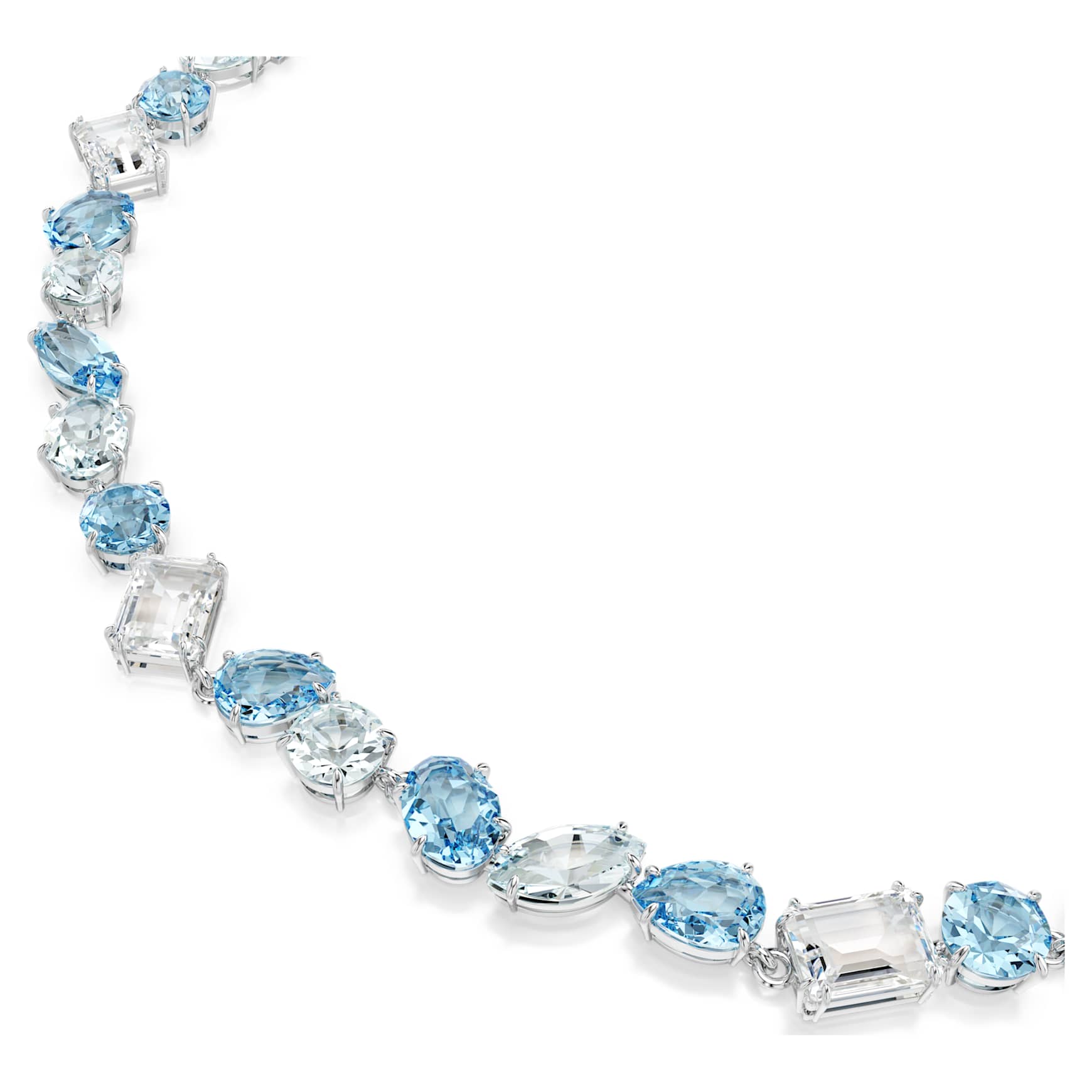 Gema necklace, Mixed cuts, Blue, Rhodium plated by SWAROVSKI