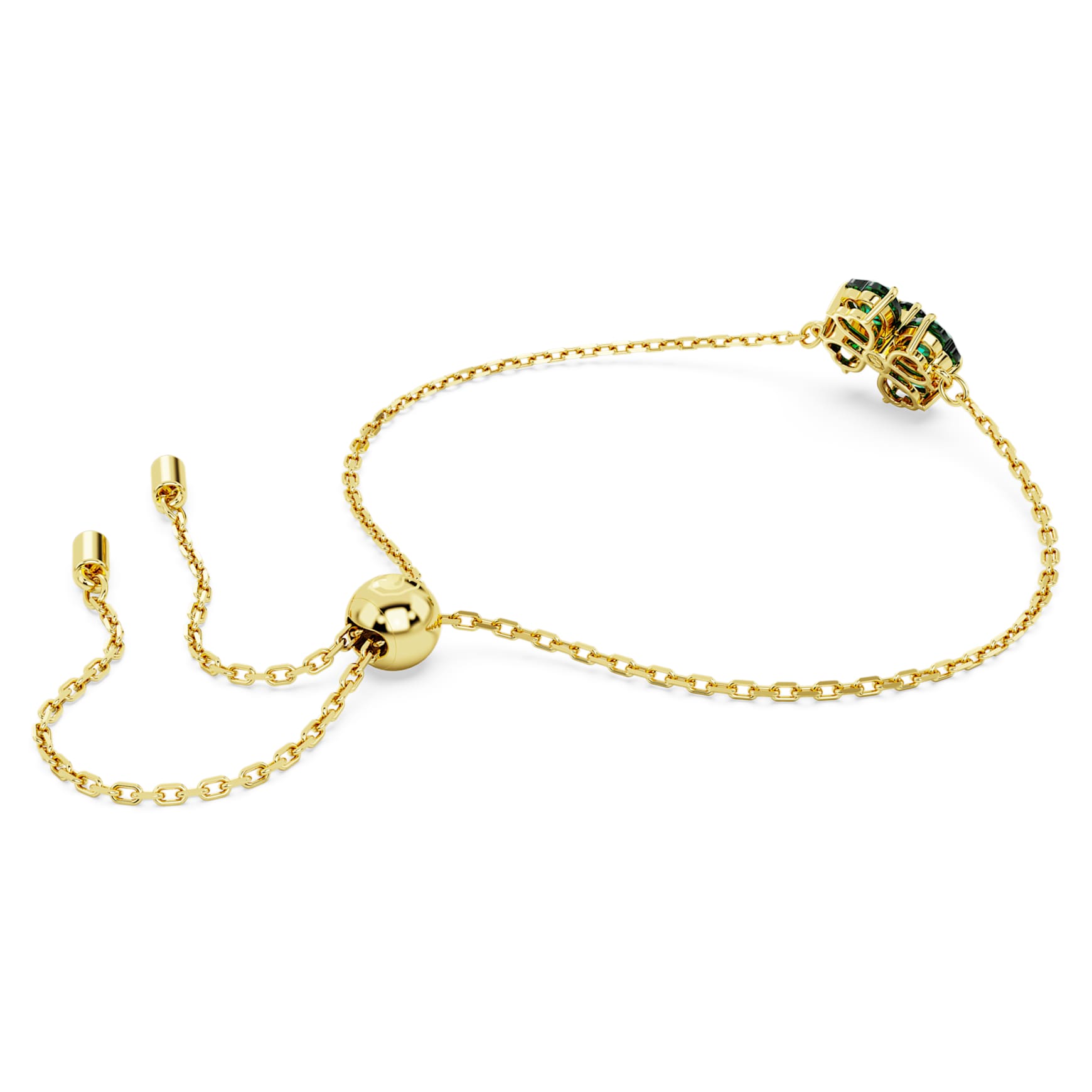 Idyllia bracelet, Mixed cuts, Clover, Green, 18K gold finish