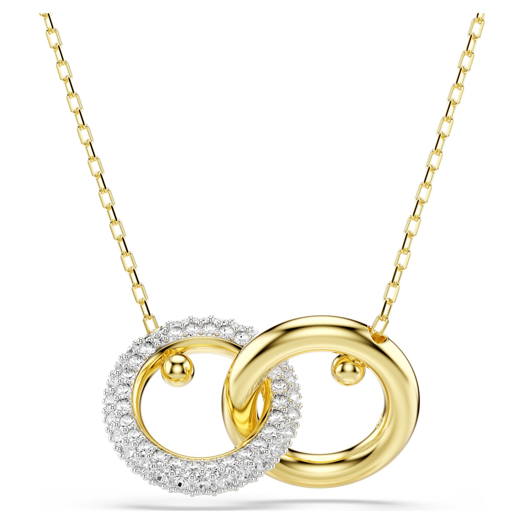 Dextera pendant, Interlocking loop, White, 18K gold finish