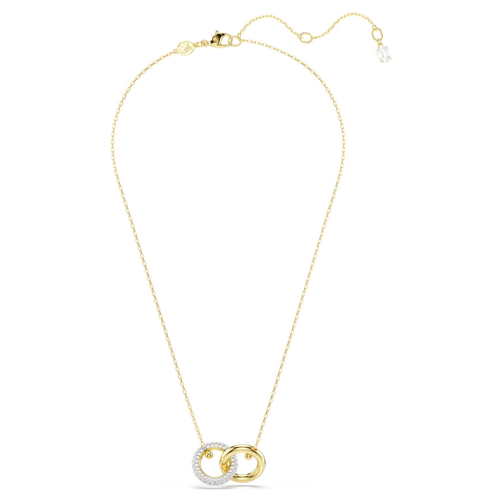 Dextera pendant, Interlocking loop, White, 18K gold finish