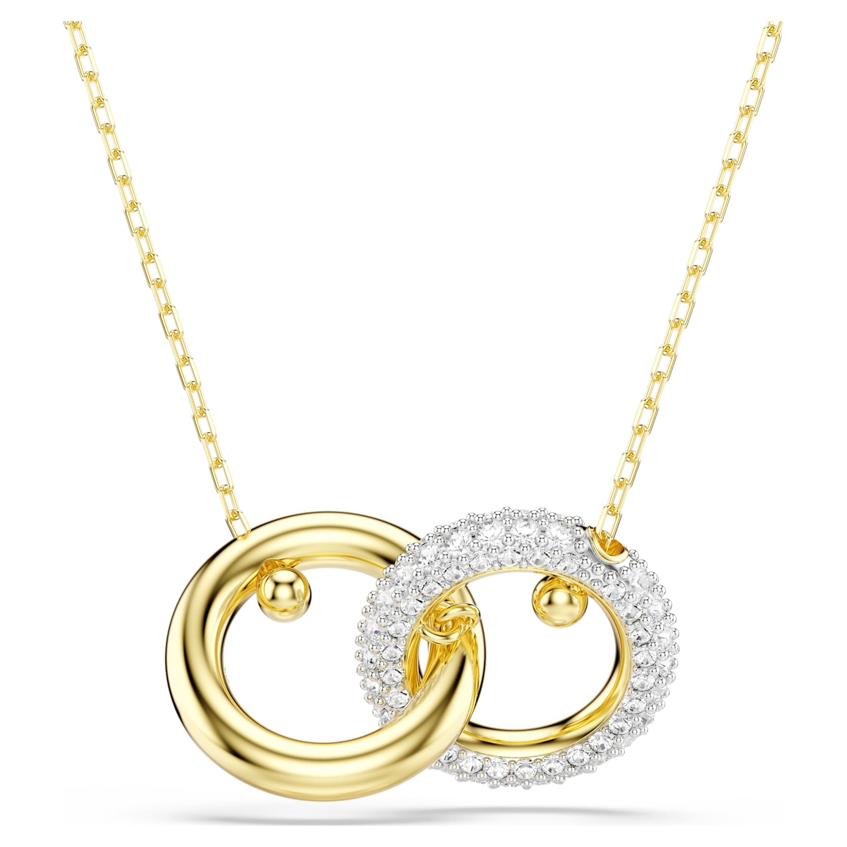 Dextera pendant, Interlocking loop, White, 18K gold finish