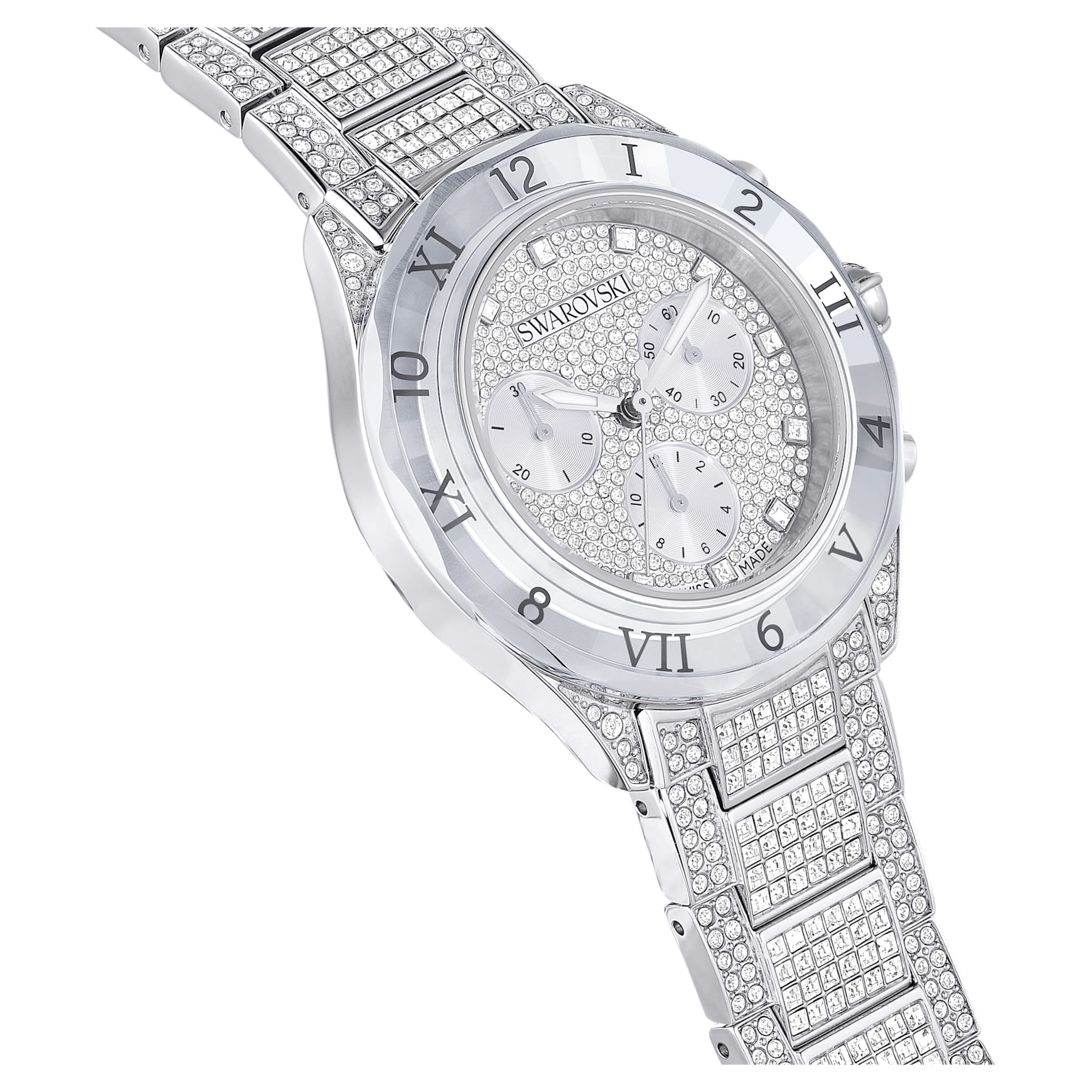 Dextera lux watch, Swiss Made, Metal bracelet, Silver tone, Stainless Steel by SWAROVSKI