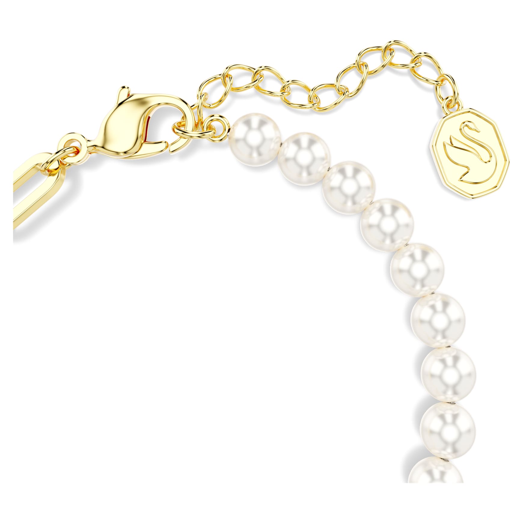 Teddy bracelet, Crystal pearl, Bear, Green, 18K gold finish