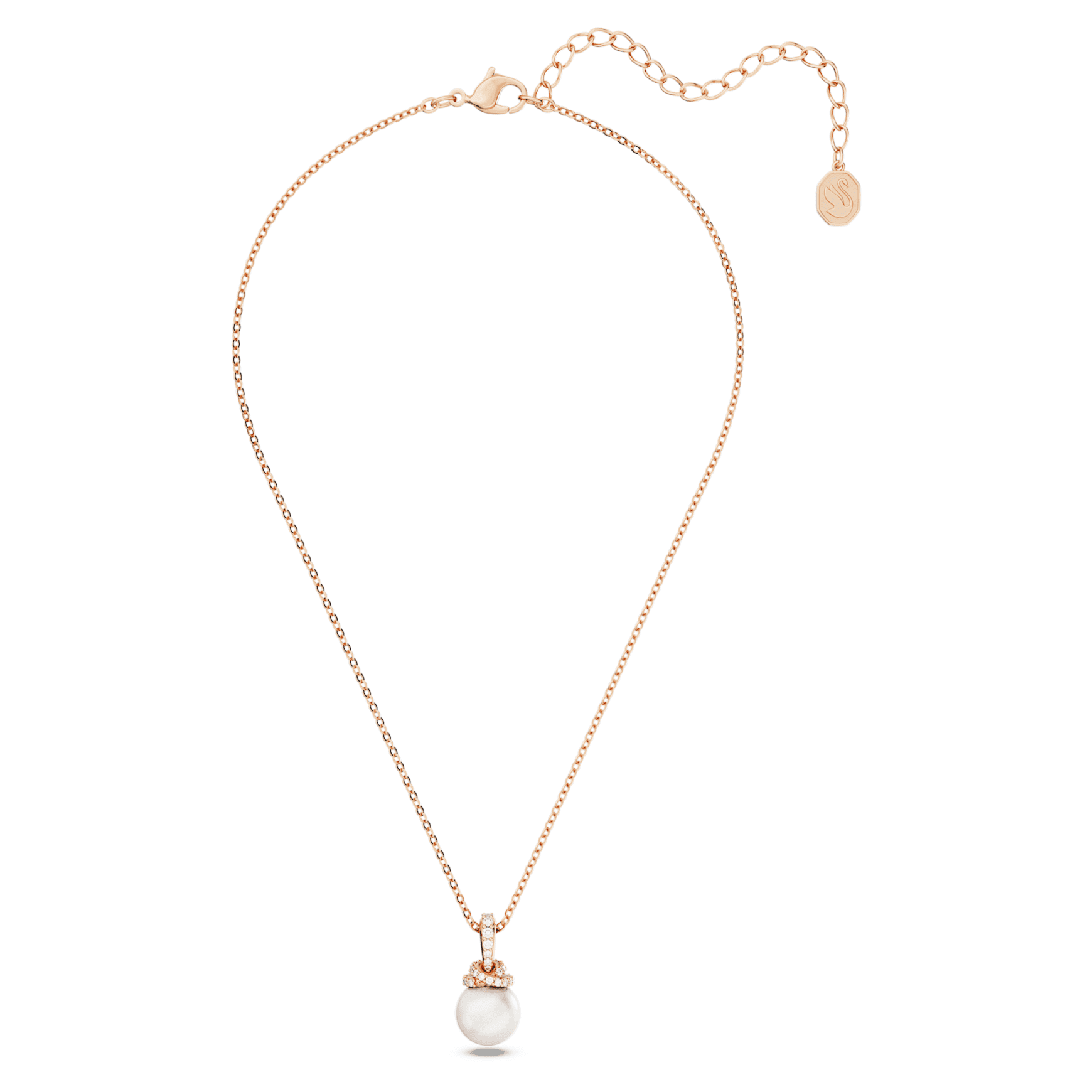 Originally pendant, Crystal pearl, White, 18K rose gold finish