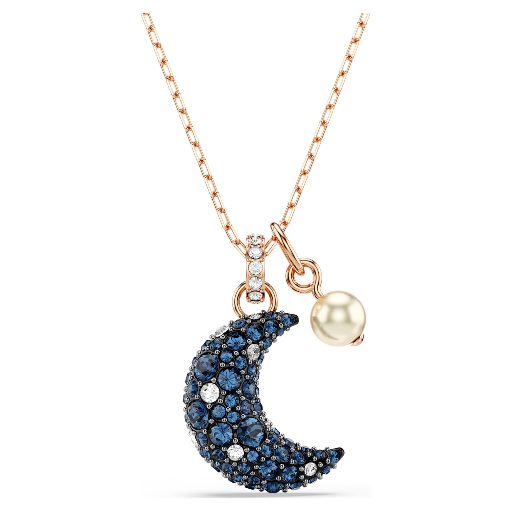 Sublima pendant, Crystal pearl, Moon, Multicoloured, 18K rose gold finish