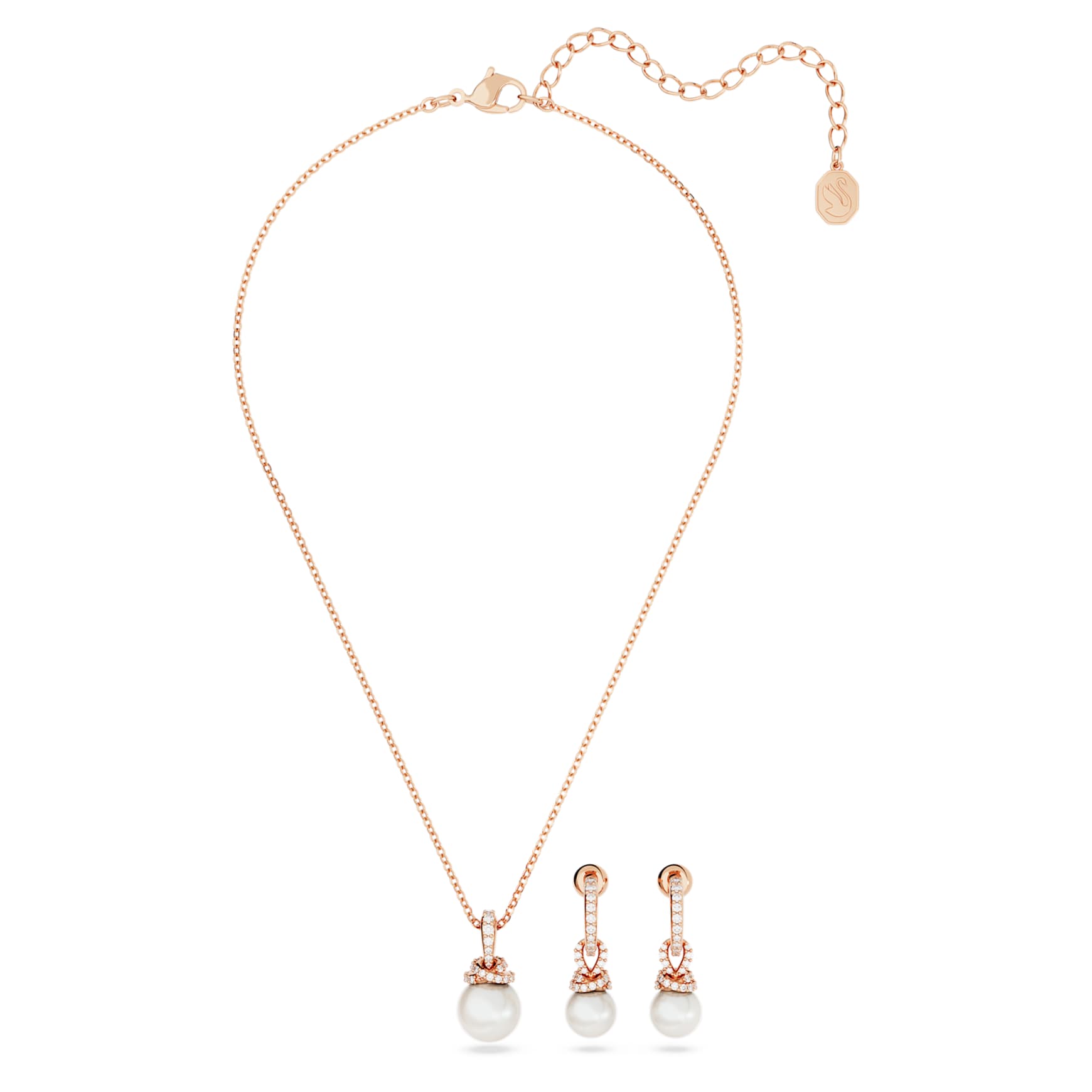 Originally set, Crystal pearl, White, 18K rose gold finish