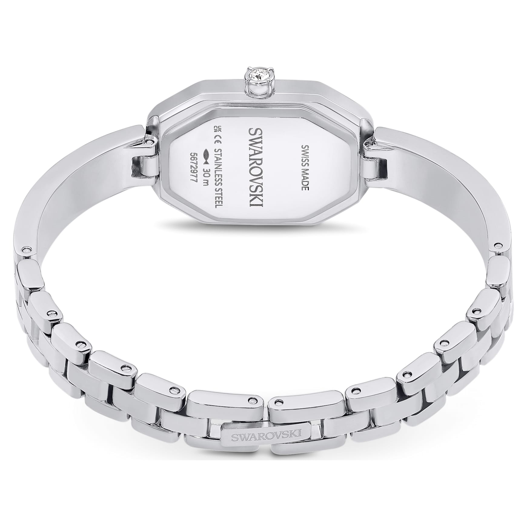 Dextera bangle watch, Swiss Made, Metal bracelet, Silver Tone, Stainless steel by SWAROVSKI