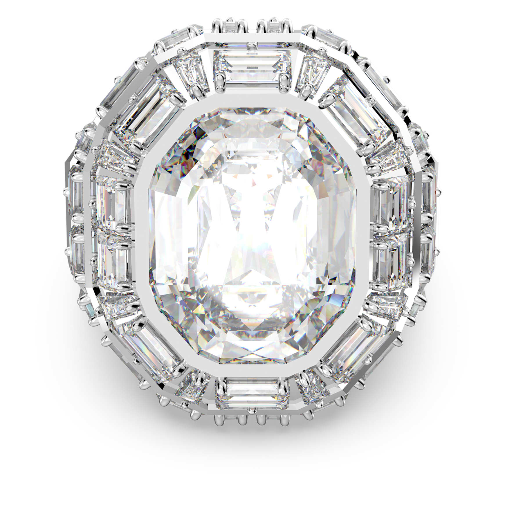 Mesmera cocktail ring, Octagon cut, White, Rhodium plated by SWAROVSKI