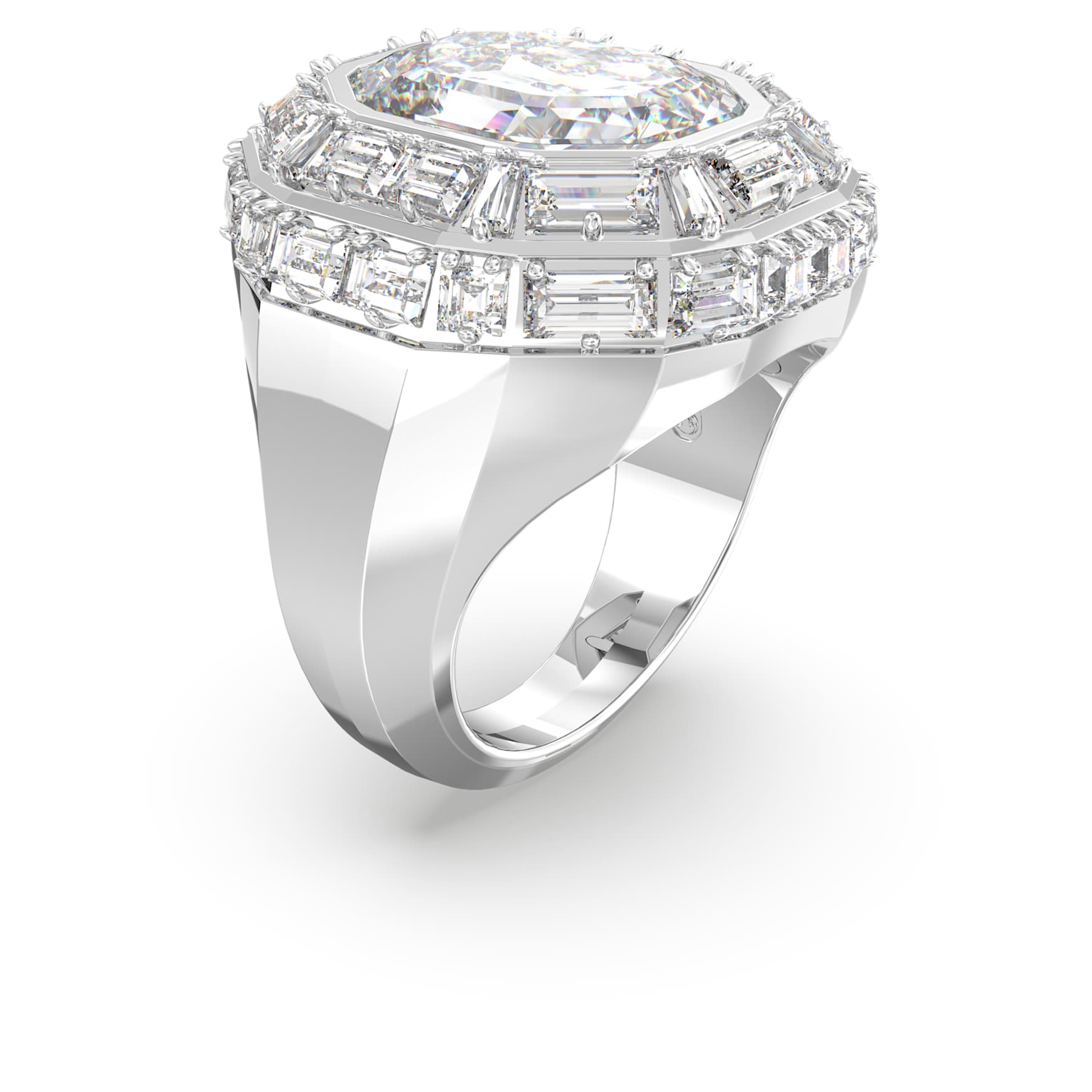 Mesmera cocktail ring, Octagon cut, White, Rhodium plated by SWAROVSKI