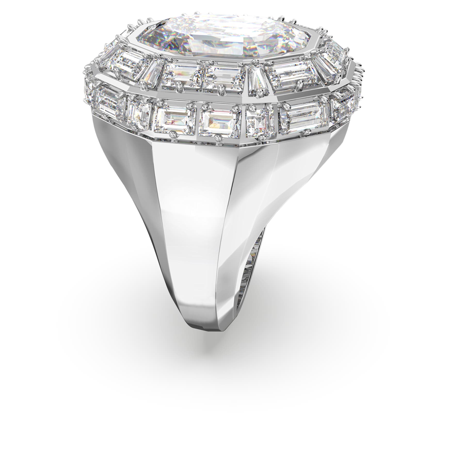 Mesmera cocktail ring, Octagon cut, White, Rhodium plated by SWAROVSKI