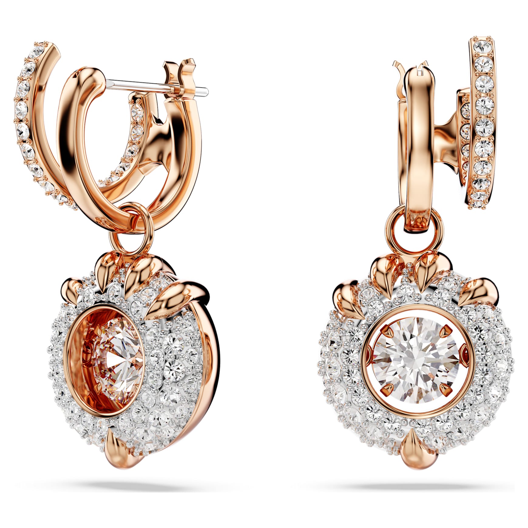 Dragon & Phoenix drop earrings, Dragon’s claw, White, 18K rose gold finish