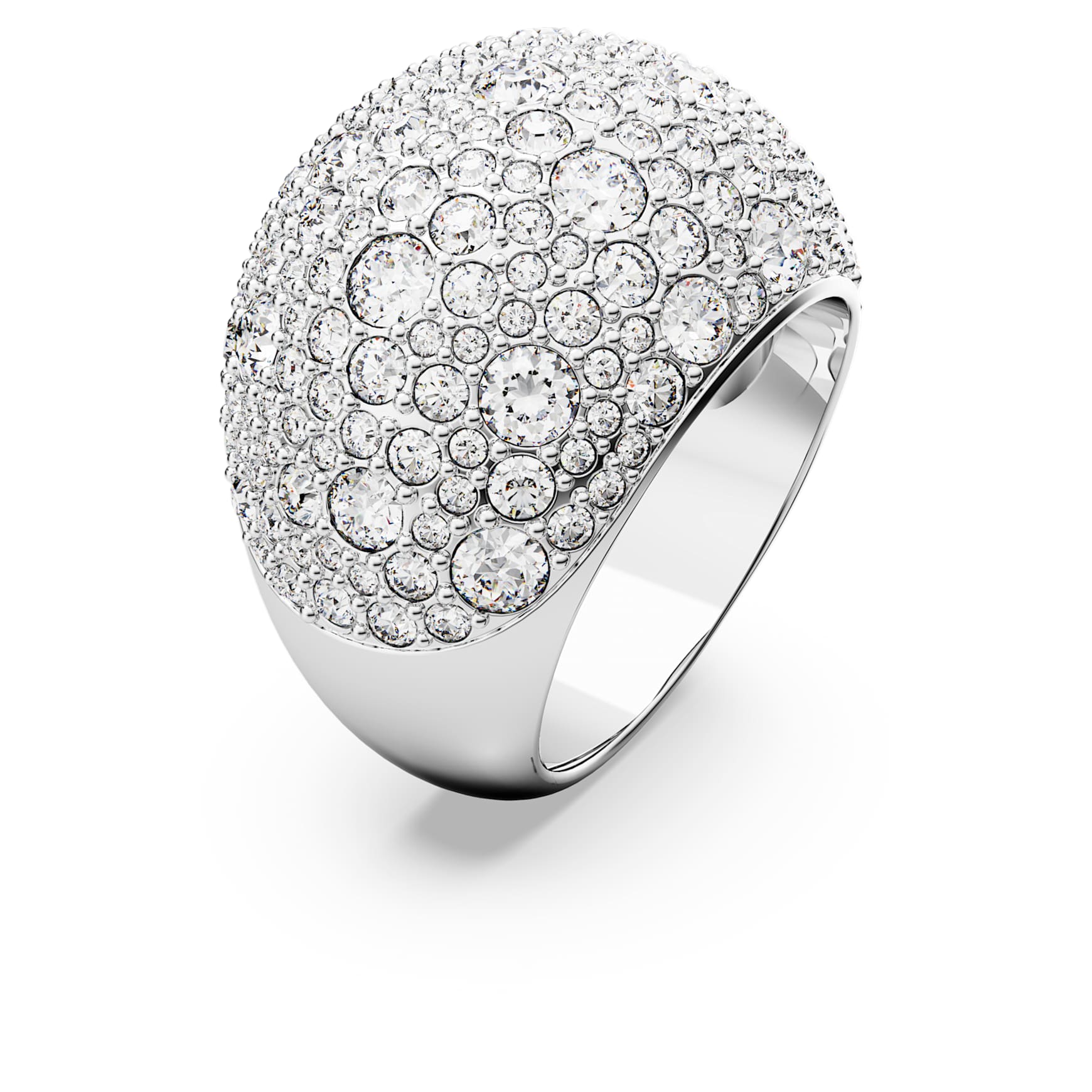 Sublima cocktail ring, Moon, White, Rhodium plated