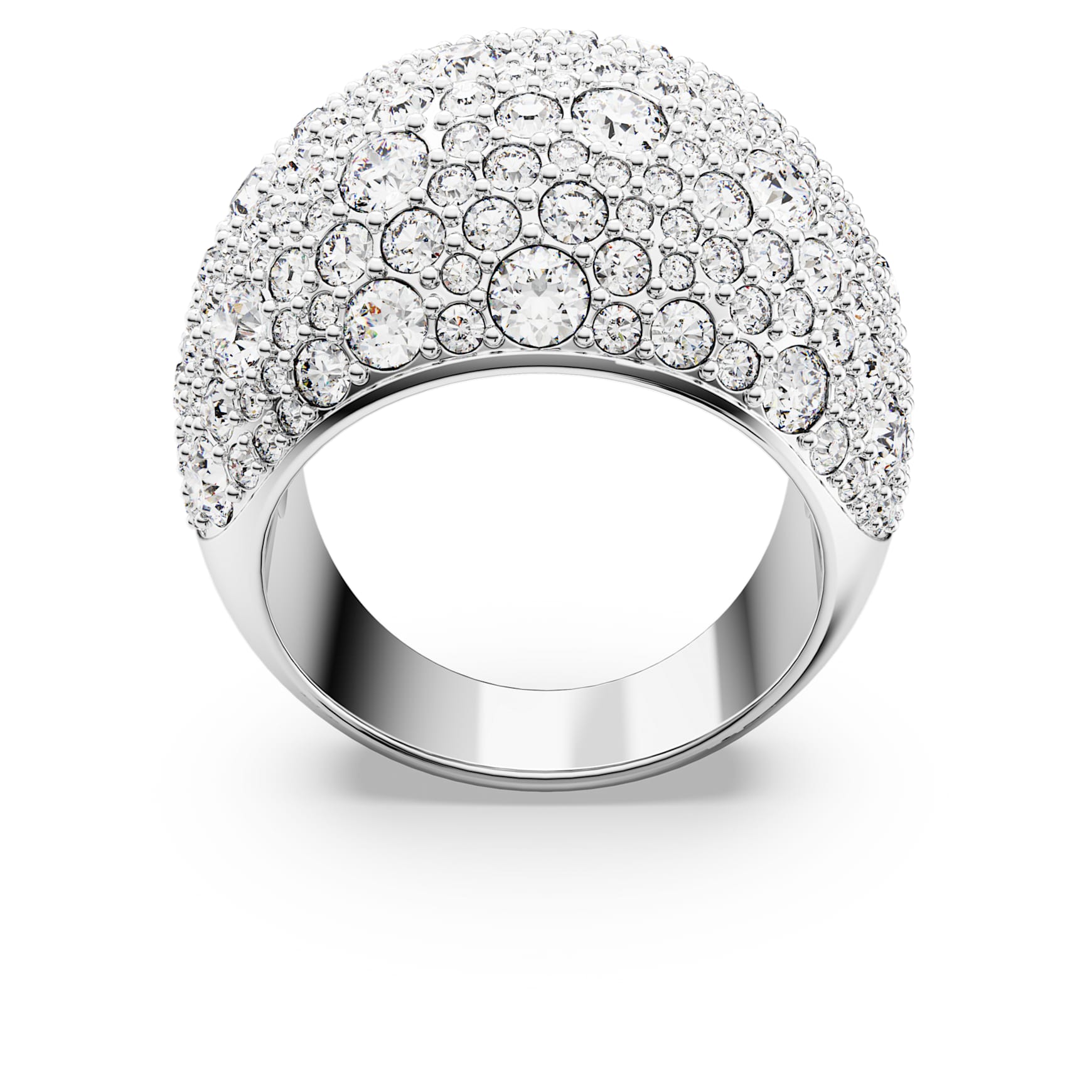 Sublima cocktail ring, Moon, White, Rhodium plated