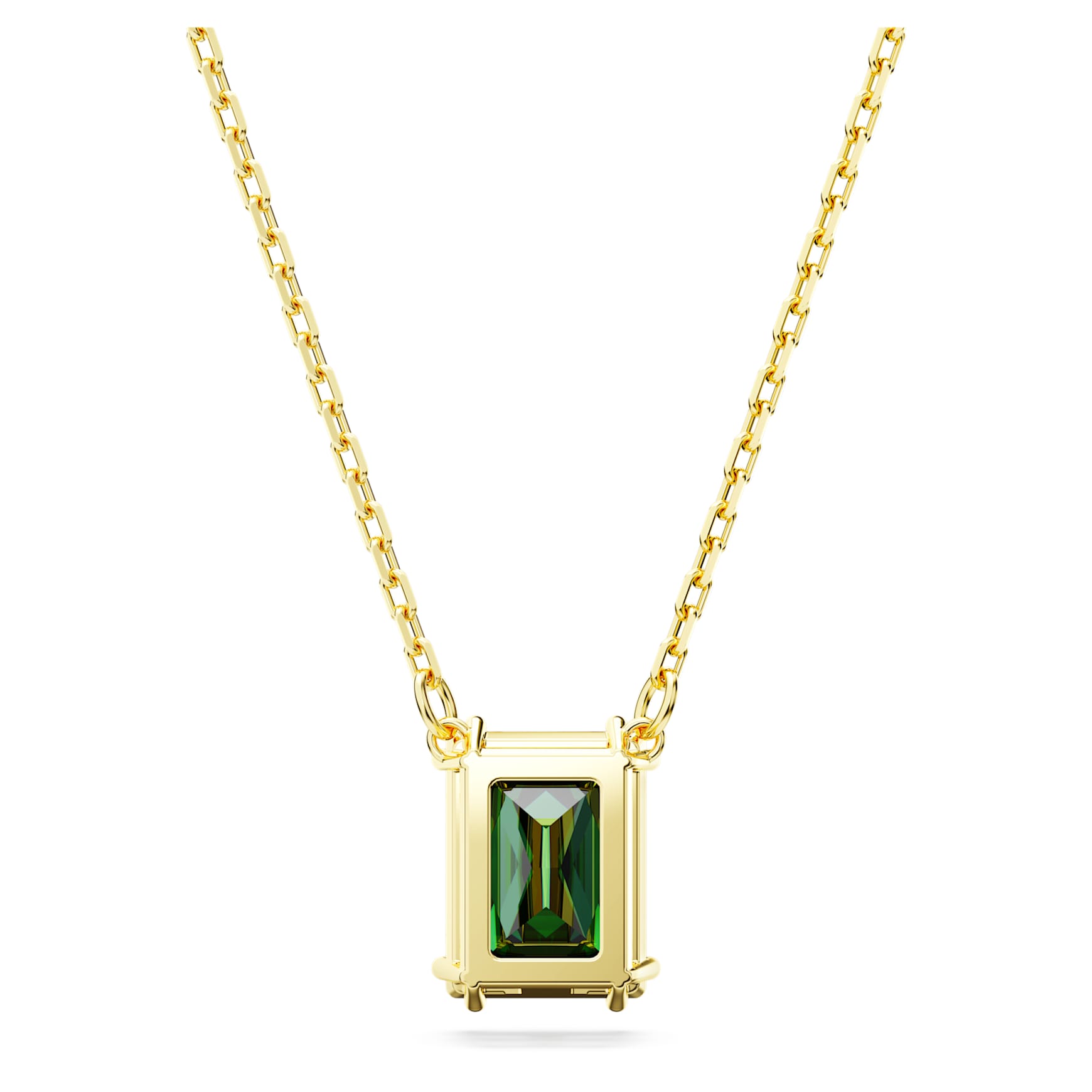 Stilla pendant, Rectangular cut, Green, 18K gold finish