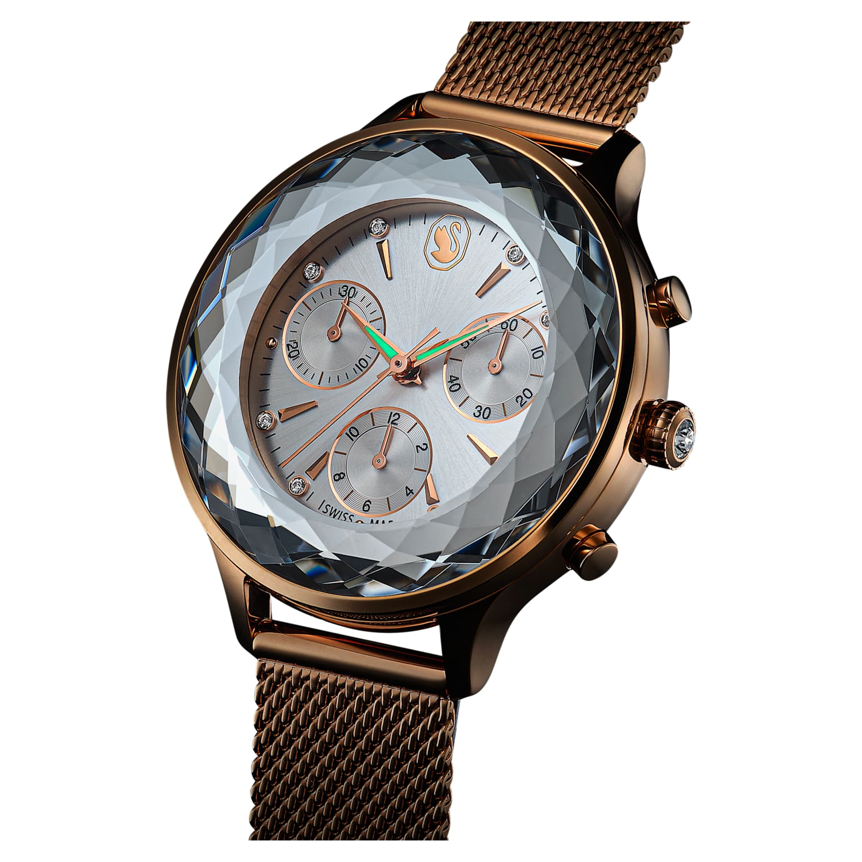 Nova chrono watch, Swiss Made, Metal bracelet, Rose gold tone, Rose gold-tone finish by SWAROVSKI