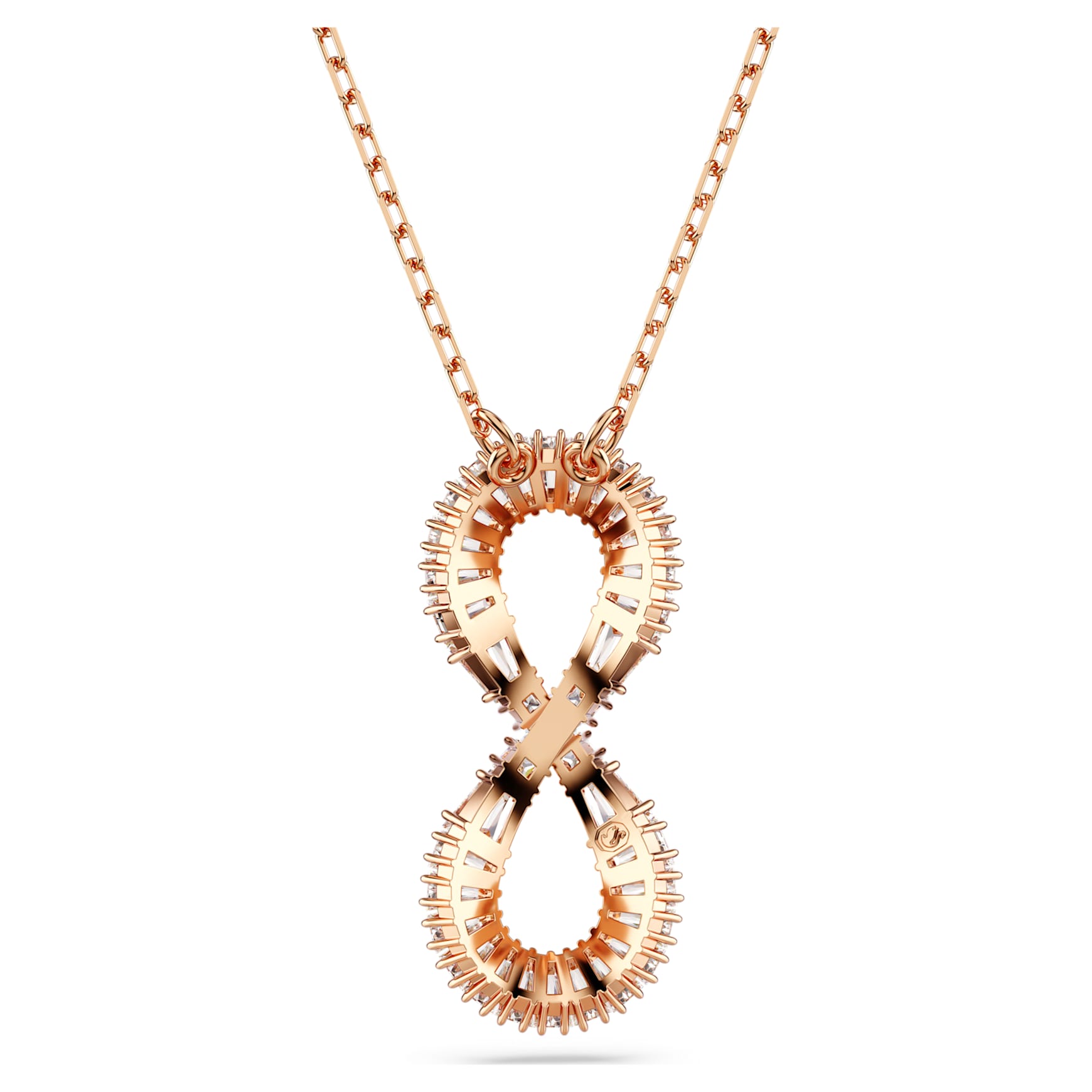 Hyperbola pendant, Infinity, White, 18K rose gold finish