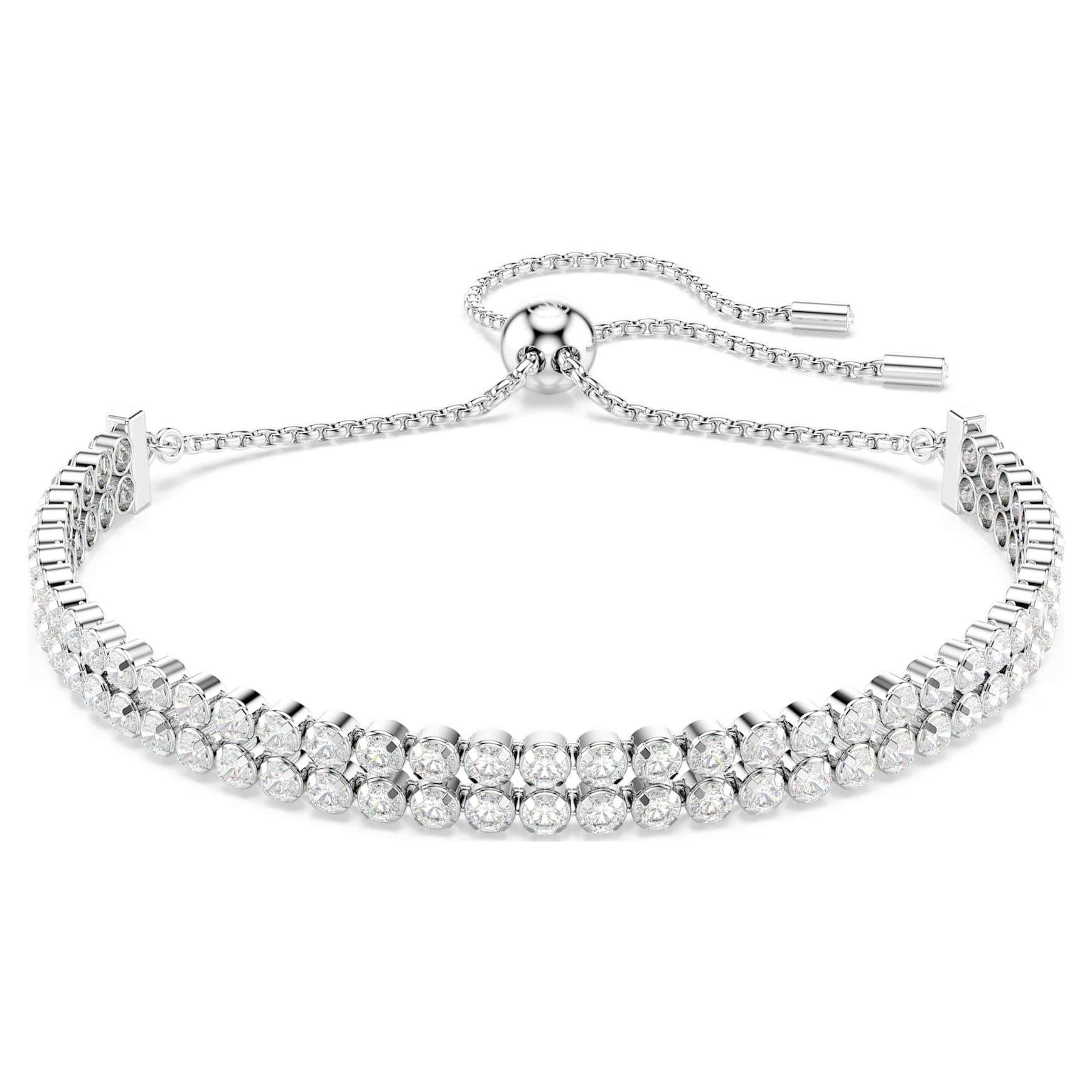 Matrix bracelet, Round cut, White, Rhodium plated by SWAROVSKI