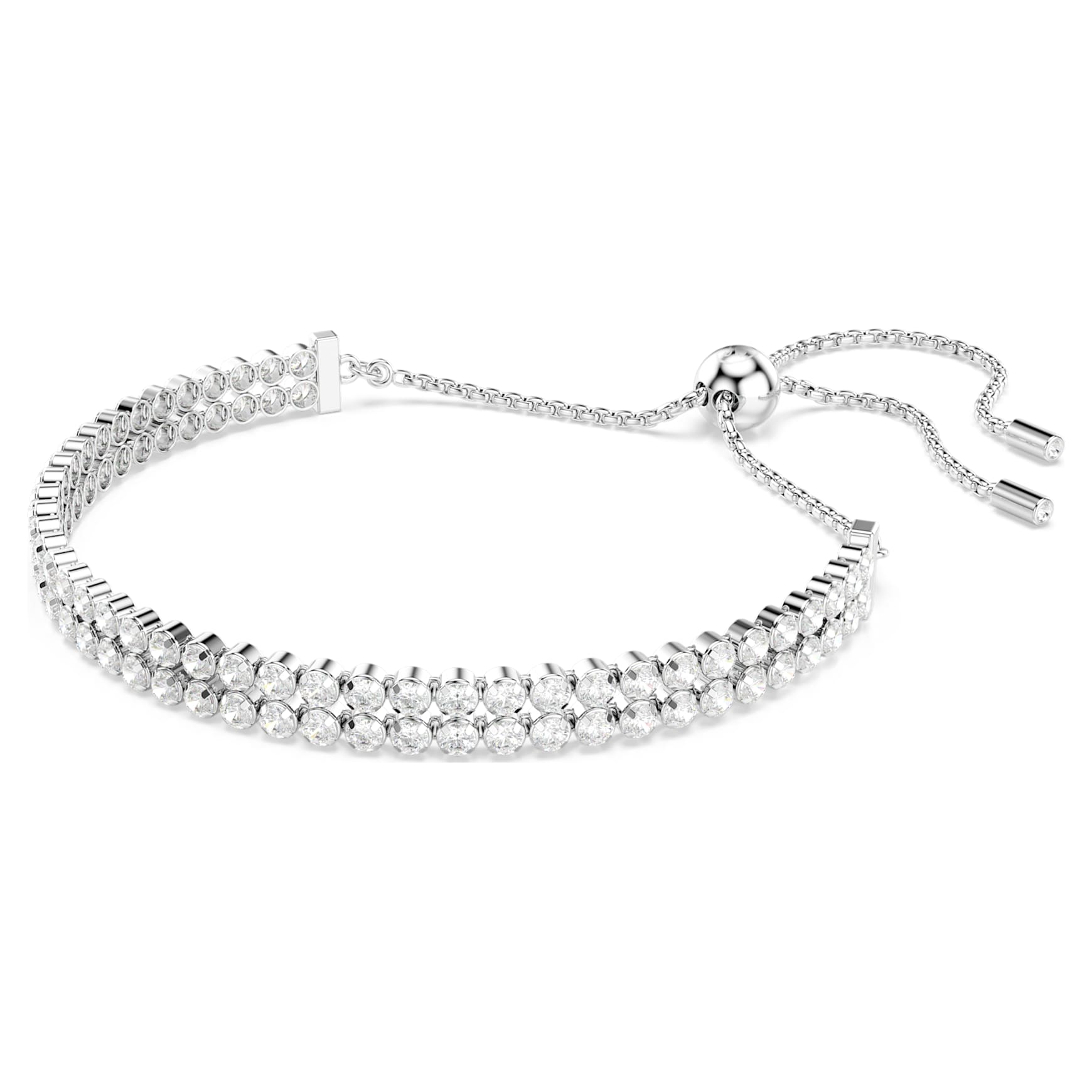 Matrix bracelet, Round cut, White, Rhodium plated by SWAROVSKI