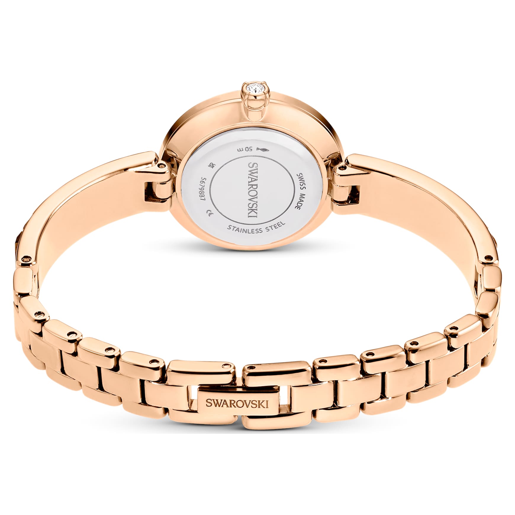 Matrix bangle watch, Swiss Made, Crystal bracelet, Gray, Rose gold-tone finish by SWAROVSKI